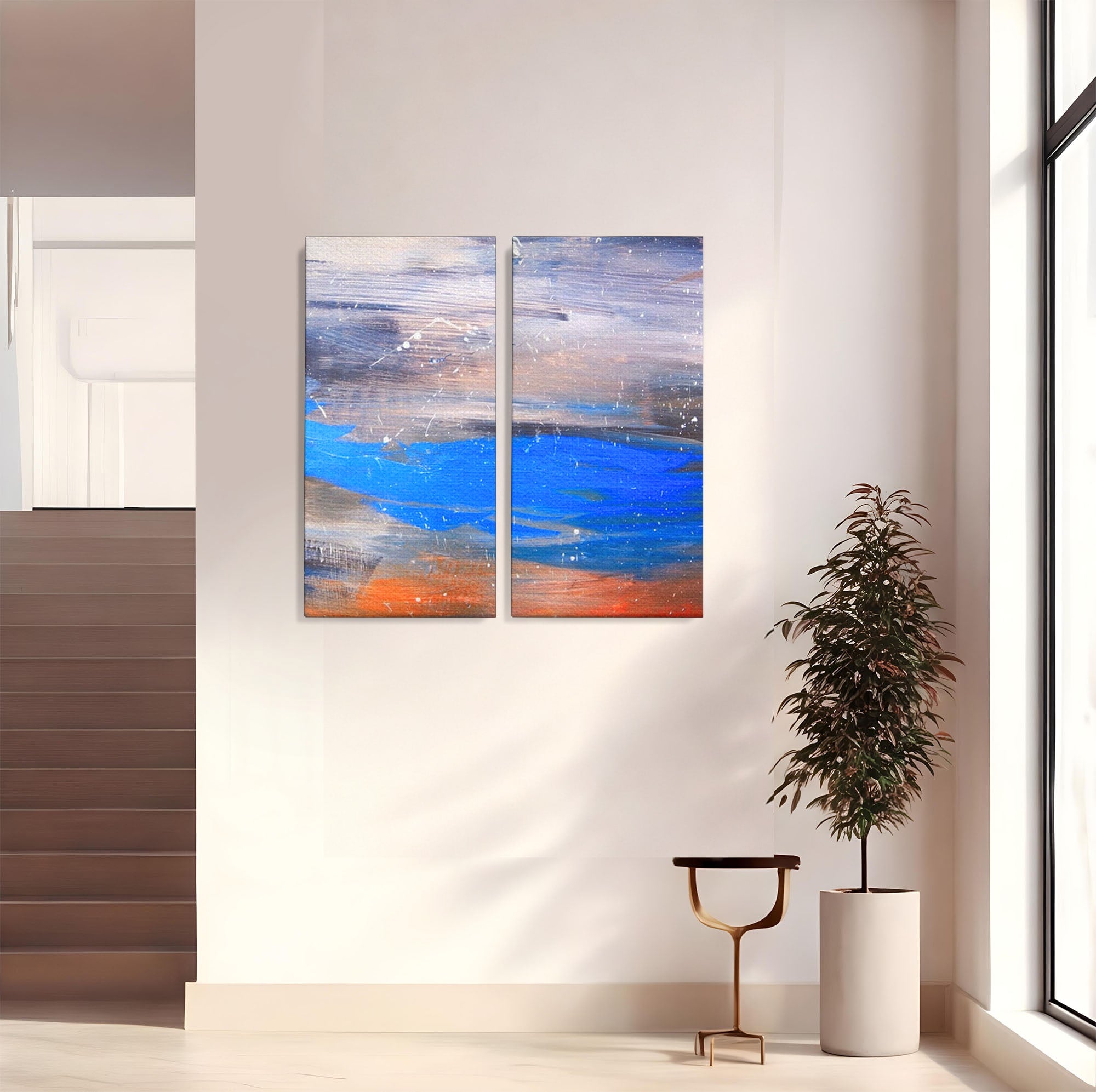 Set 2 Tablouri Canvas Premium LuxCanva® C2-1064, Pictura Abstracta, Abstract, Living Room, Office, Relaxare, Culori Vibrante