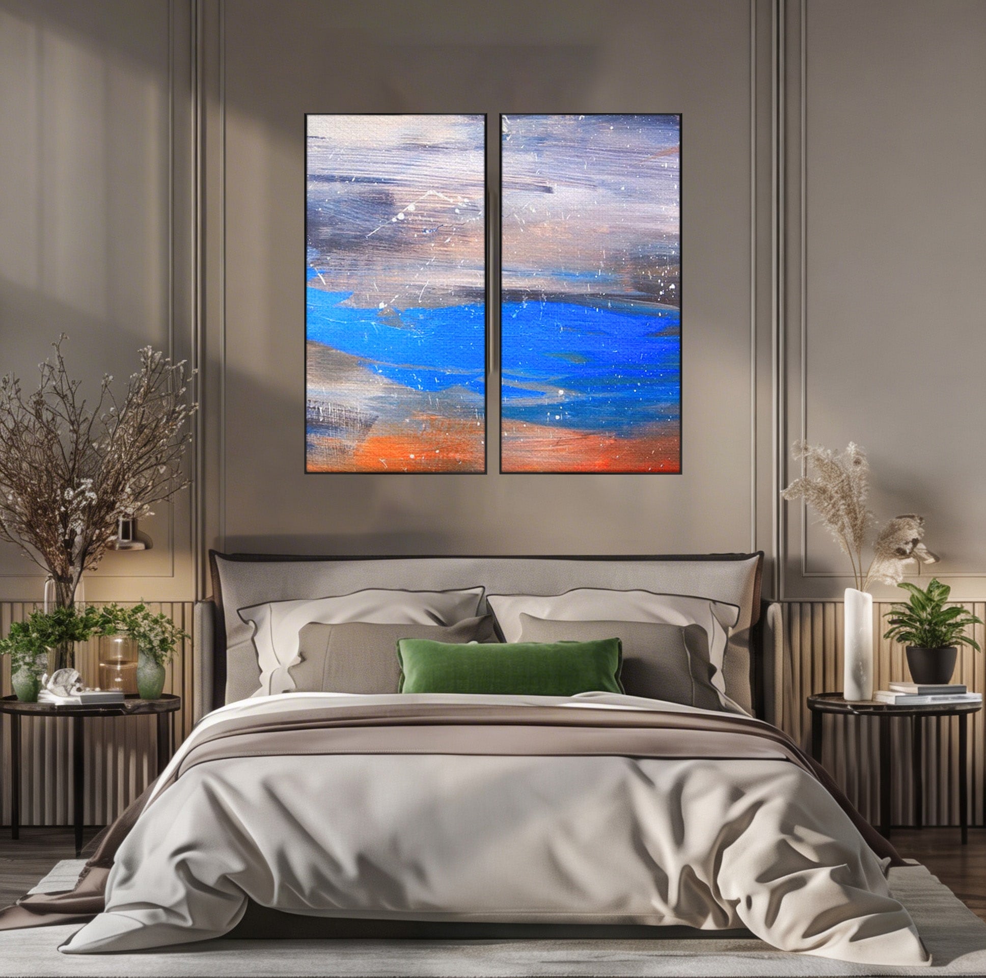 Set 2 Tablouri Canvas Premium LuxCanva® C2-1064, Pictura Abstracta, Abstract, Living Room, Office, Relaxare, Culori Vibrante
