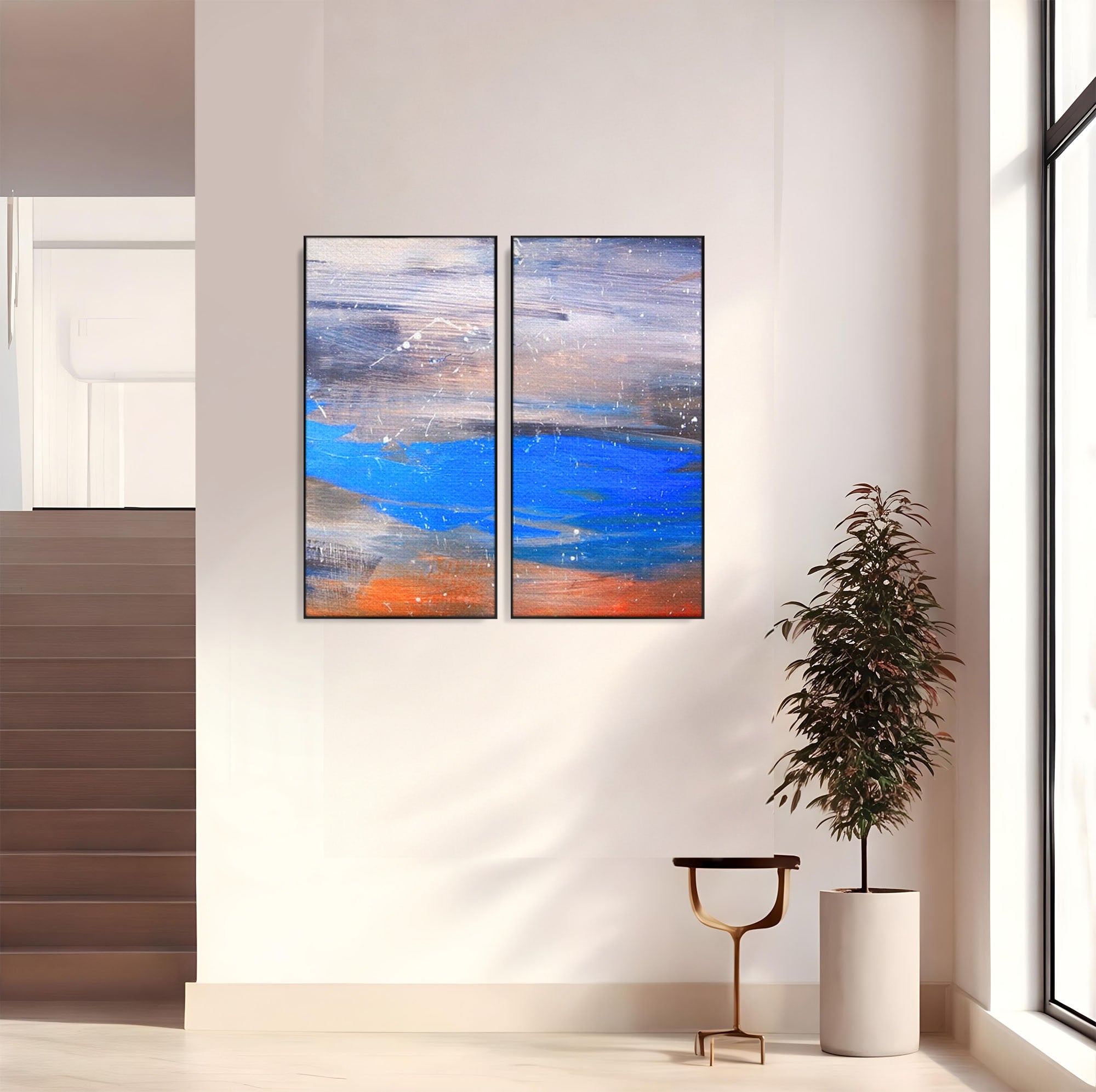 Set 2 Tablouri Canvas Premium LuxCanva® C2-1064, Pictura Abstracta, Abstract, Living Room, Office, Relaxare, Culori Vibrante