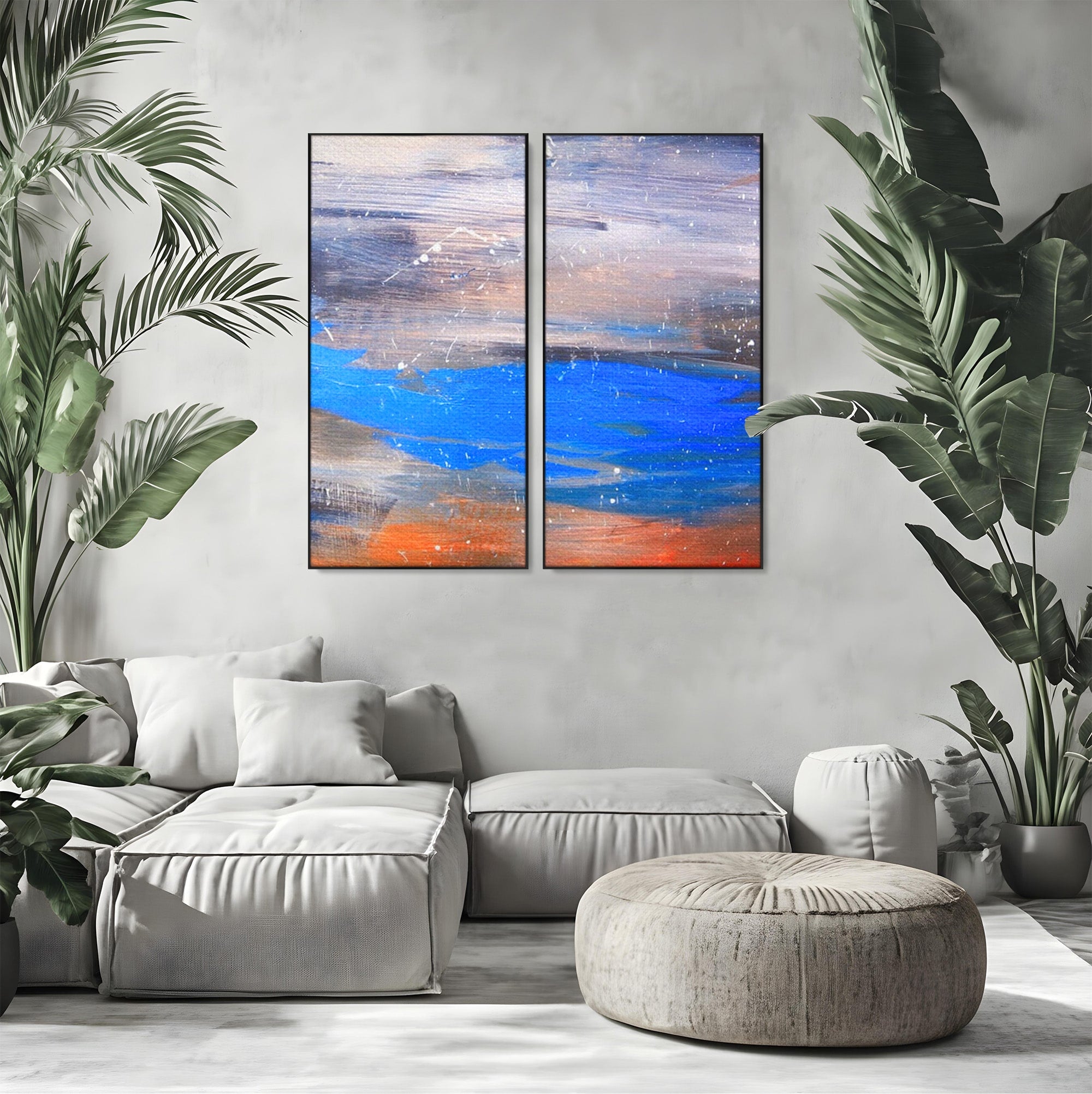 Set 2 Tablouri Canvas Premium LuxCanva® C2-1064, Pictura Abstracta, Abstract, Living Room, Office, Relaxare, Culori Vibrante