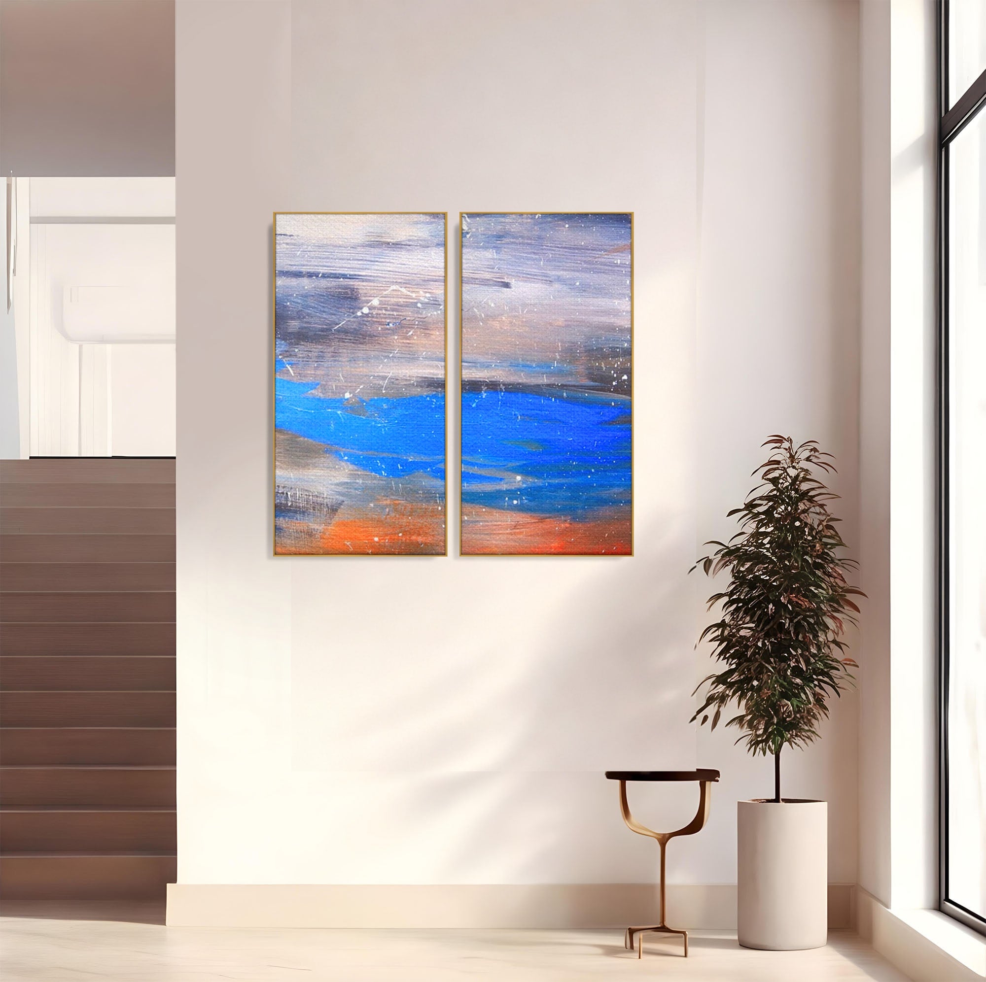 Set 2 Tablouri Canvas Premium LuxCanva® C2-1064, Pictura Abstracta, Abstract, Living Room, Office, Relaxare, Culori Vibrante