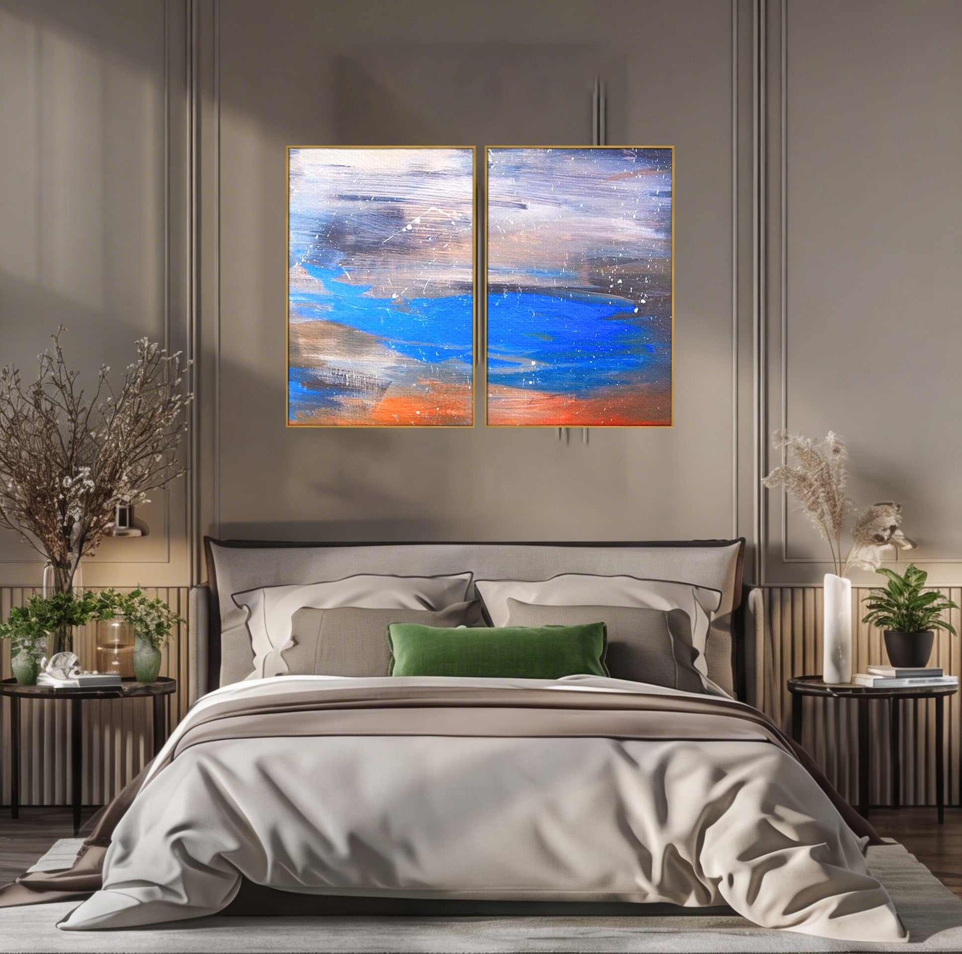 Set 2 Tablouri Canvas Premium LuxCanva® C2-1064, Pictura Abstracta, Abstract, Living Room, Office, Relaxare, Culori Vibrante