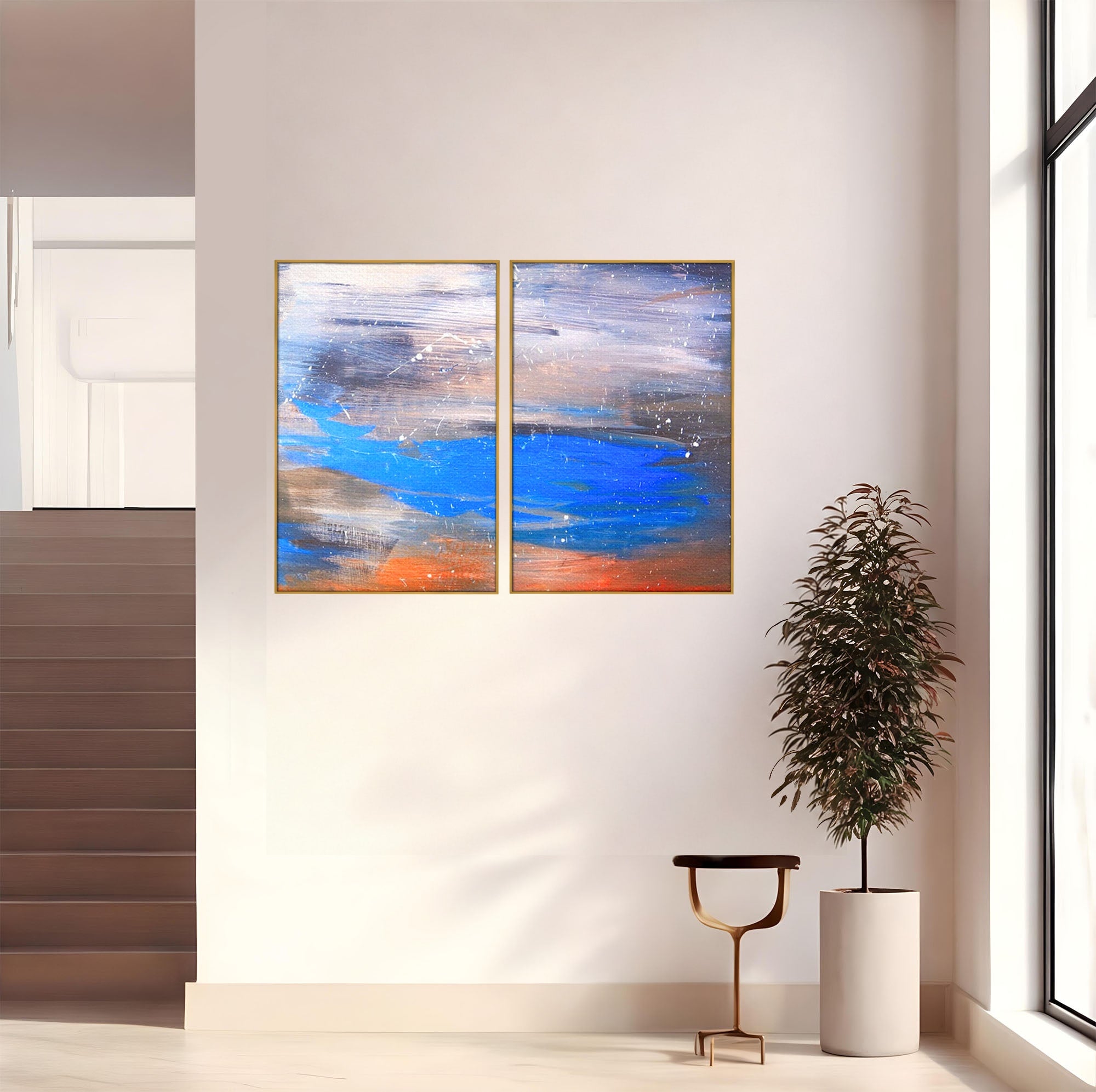 Set 2 Tablouri Canvas Premium LuxCanva® C2-1064, Pictura Abstracta, Abstract, Living Room, Office, Relaxare, Culori Vibrante