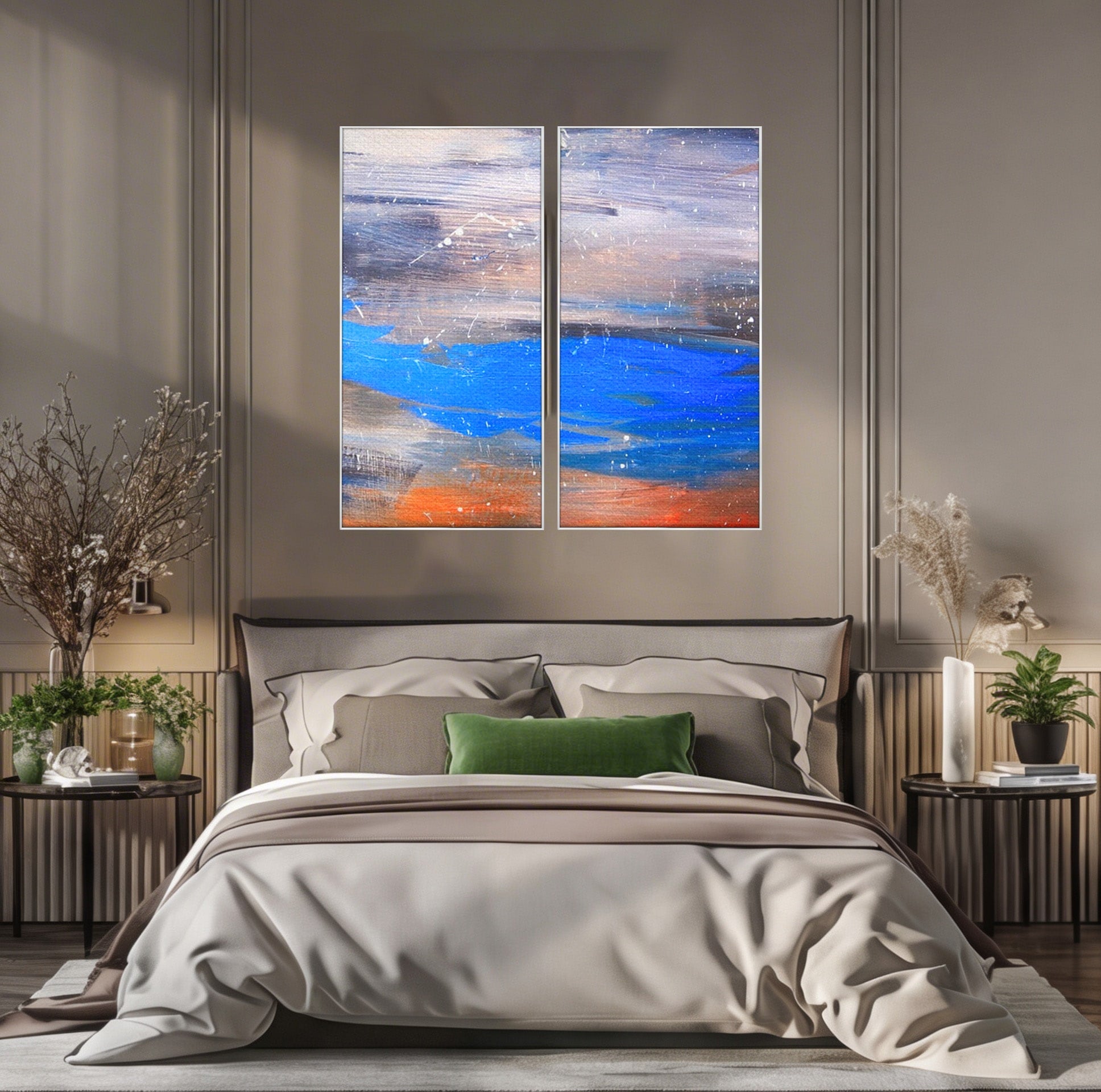 Set 2 Tablouri Canvas Premium LuxCanva® C2-1064, Pictura Abstracta, Abstract, Living Room, Office, Relaxare, Culori Vibrante