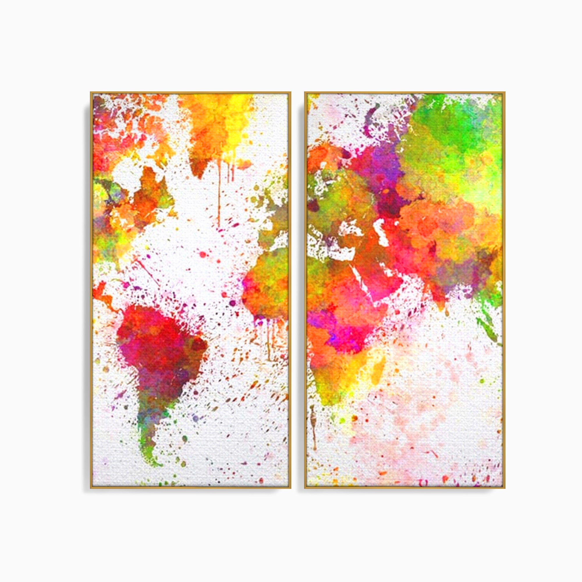 Set 2 Tablouri Canvas Premium LuxCanva® C2-1081, Harta Lumii In Culori, Inspirational, Calatorie, Motivational, Living Room, Office, Relaxare, Culori Vibrante