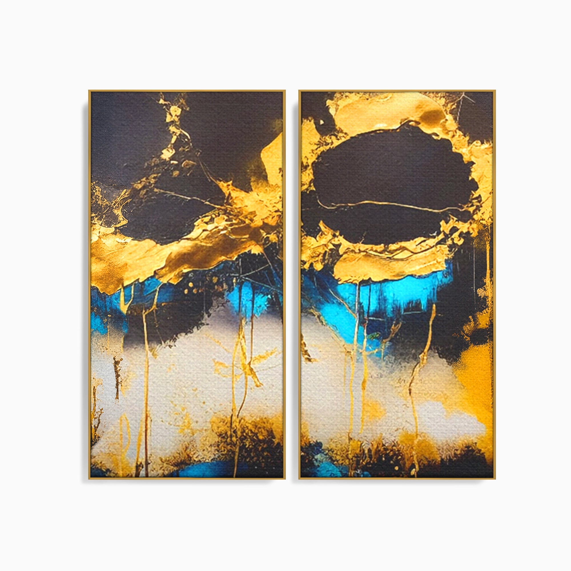 Set 2 Tablouri Canvas Premium LuxCanva® C2-1097, Abstract Marble, Marble, Abstract, Living Room, Bedroom, Relaxare, Culori Vibrante
