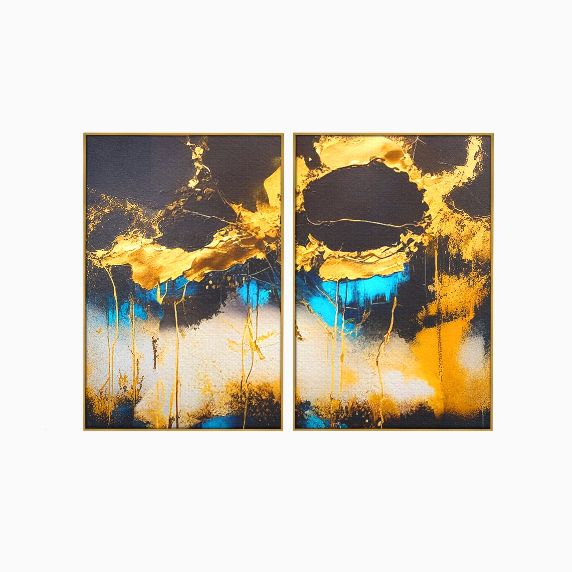 Set 2 Tablouri Canvas Premium LuxCanva® C2-1097, Abstract Marble, Marble, Abstract, Living Room, Bedroom, Relaxare, Culori Vibrante