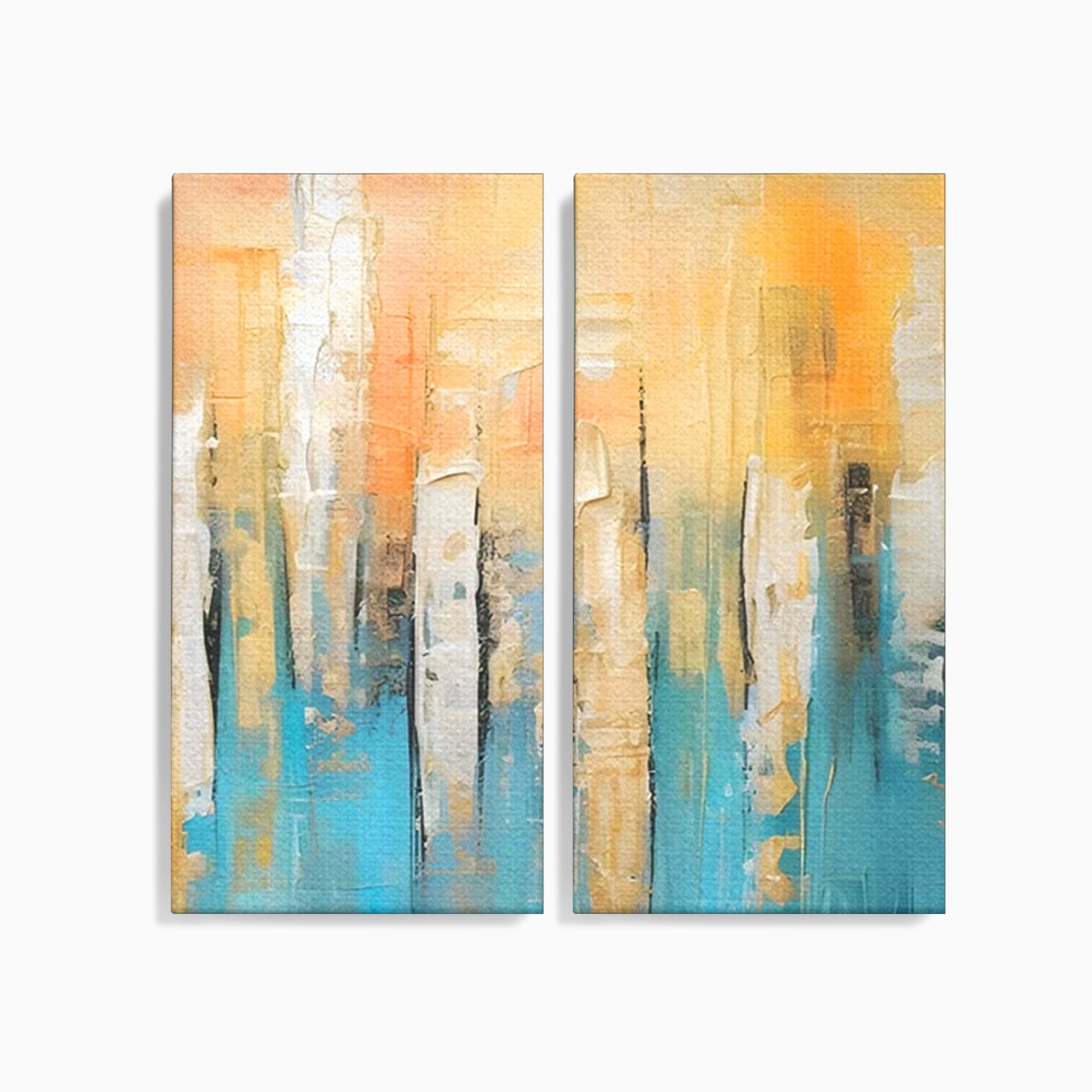Set 2 Tablouri Canvas Premium LuxCanva® C2-1182, Pictura Colorata Abstracta, Culori, Abstract, Relaxare, Living Room, Culori Vibrante