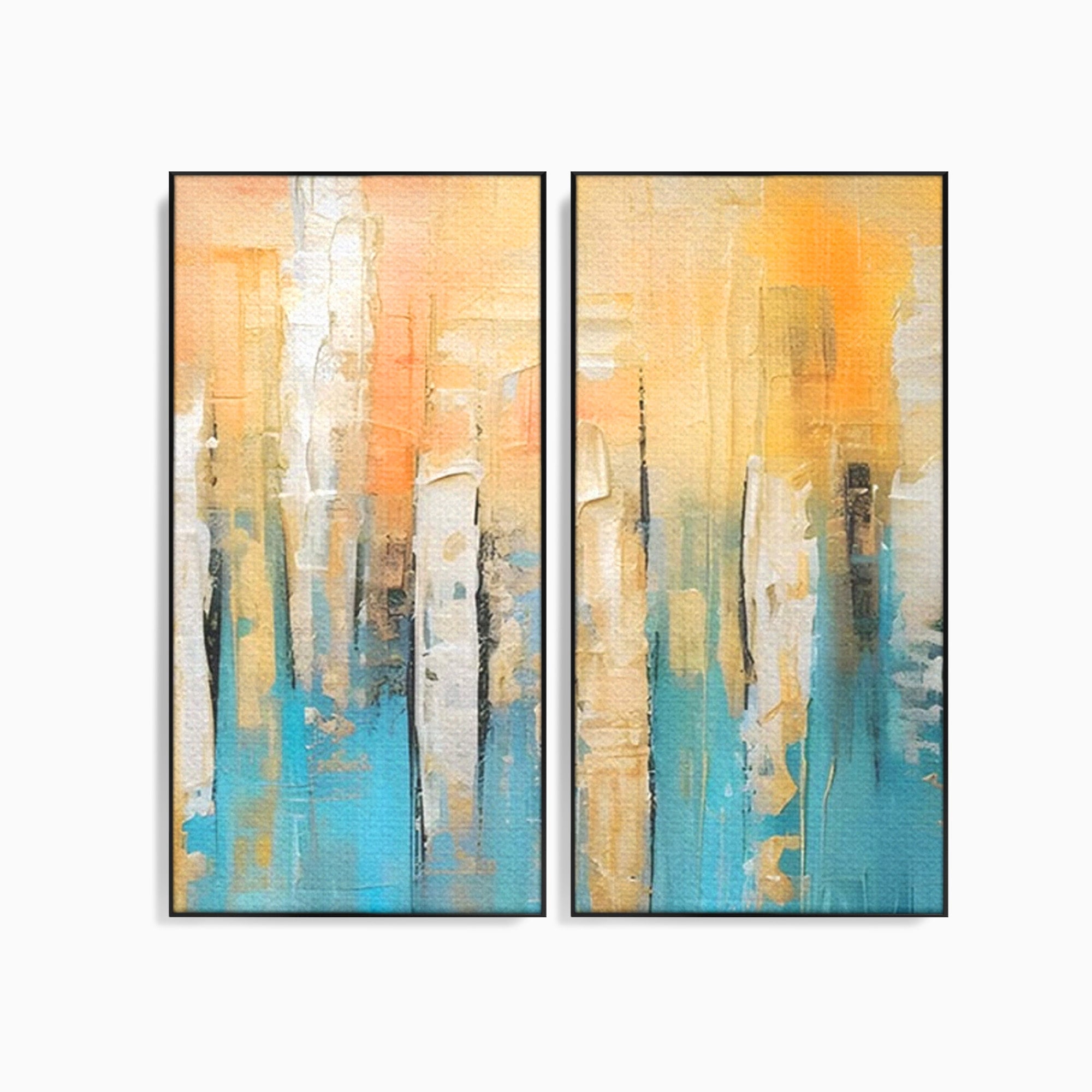 Set 2 Tablouri Canvas Premium LuxCanva® C2-1182, Pictura Colorata Abstracta, Culori, Abstract, Relaxare, Living Room, Culori Vibrante