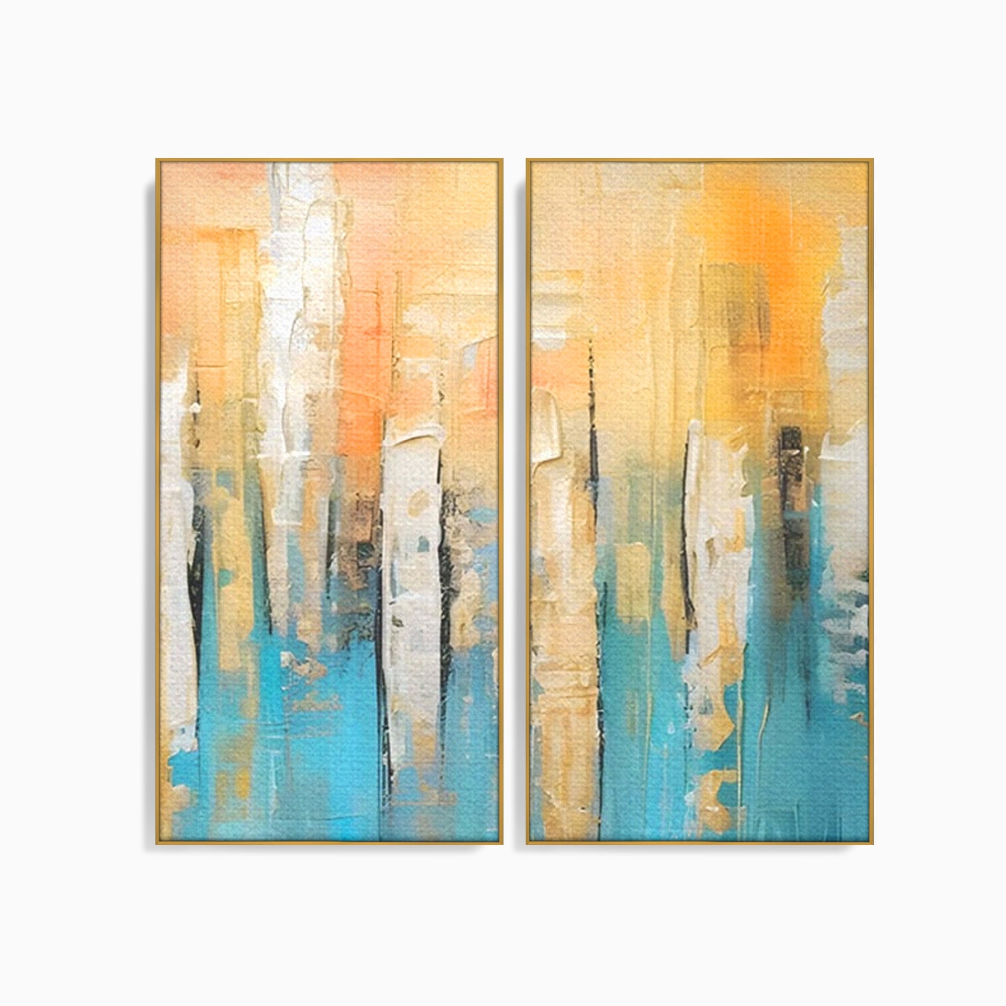 Set 2 Tablouri Canvas Premium LuxCanva® C2-1182, Pictura Colorata Abstracta, Culori, Abstract, Relaxare, Living Room, Culori Vibrante