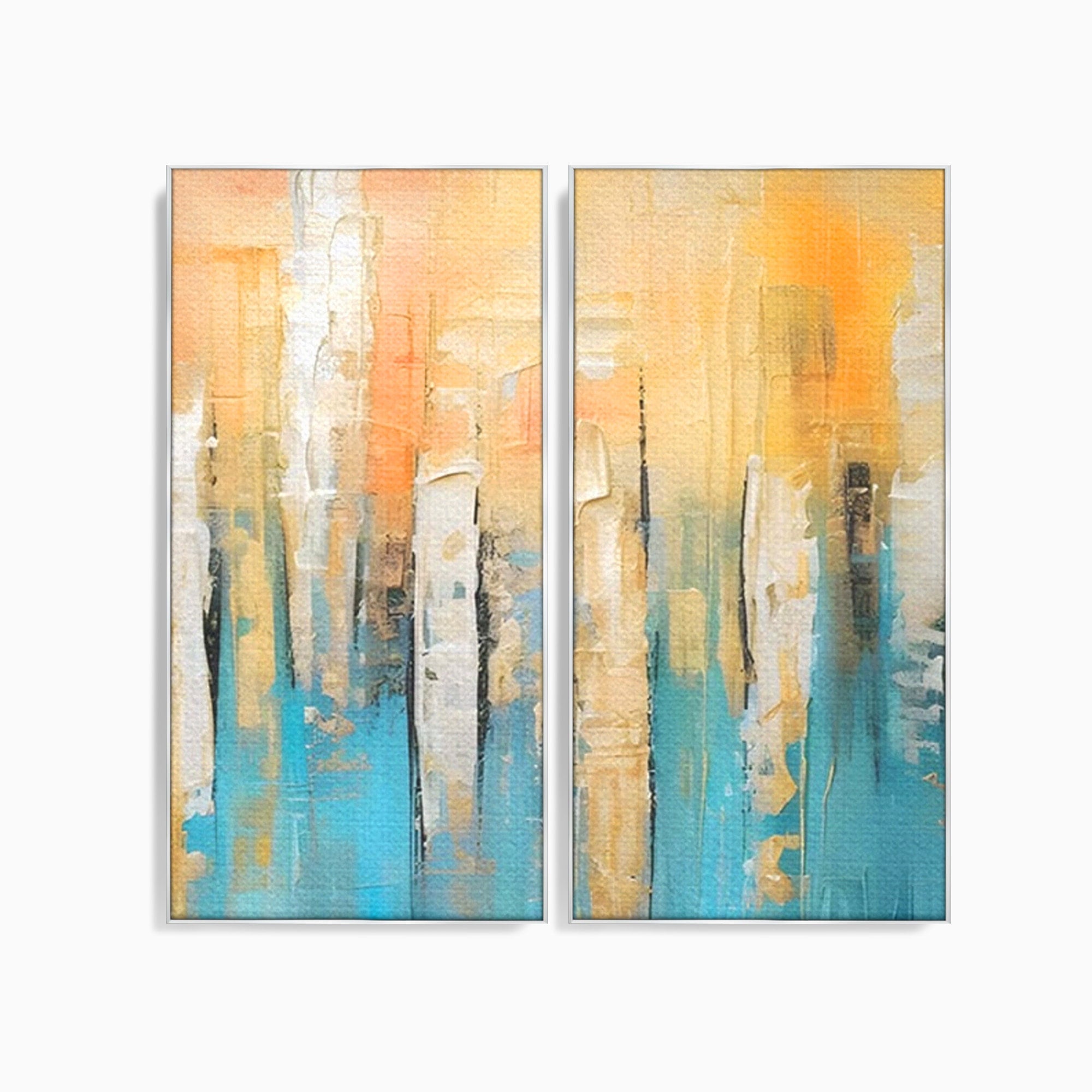 Set 2 Tablouri Canvas Premium LuxCanva® C2-1182, Pictura Colorata Abstracta, Culori, Abstract, Relaxare, Living Room, Culori Vibrante