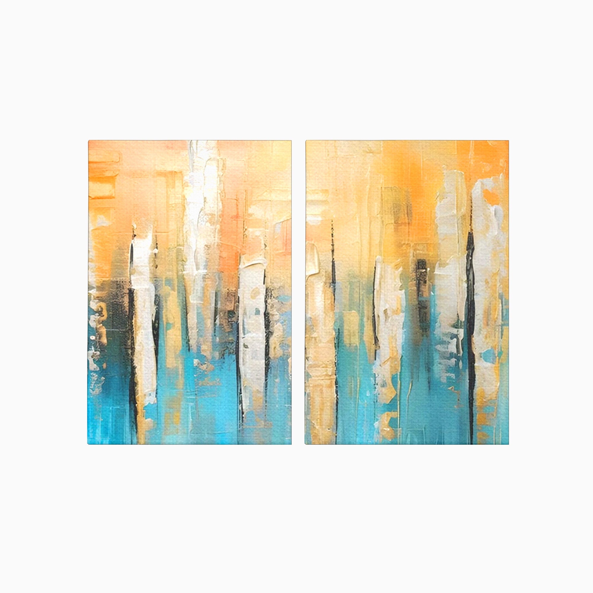 Set 2 Tablouri Canvas Premium LuxCanva® C2-1182, Pictura Colorata Abstracta, Culori, Abstract, Relaxare, Living Room, Culori Vibrante