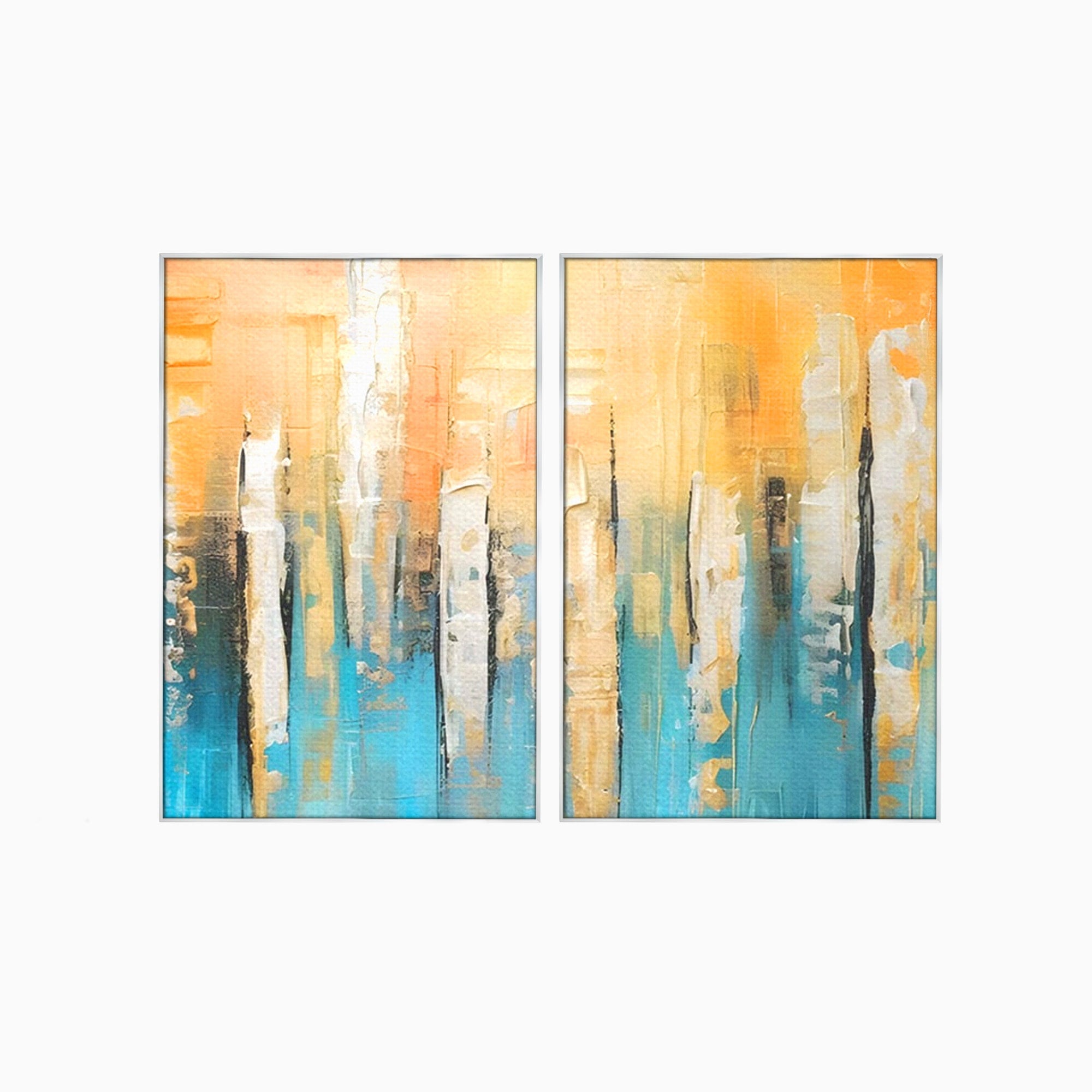 Set 2 Tablouri Canvas Premium LuxCanva® C2-1182, Pictura Colorata Abstracta, Culori, Abstract, Relaxare, Living Room, Culori Vibrante