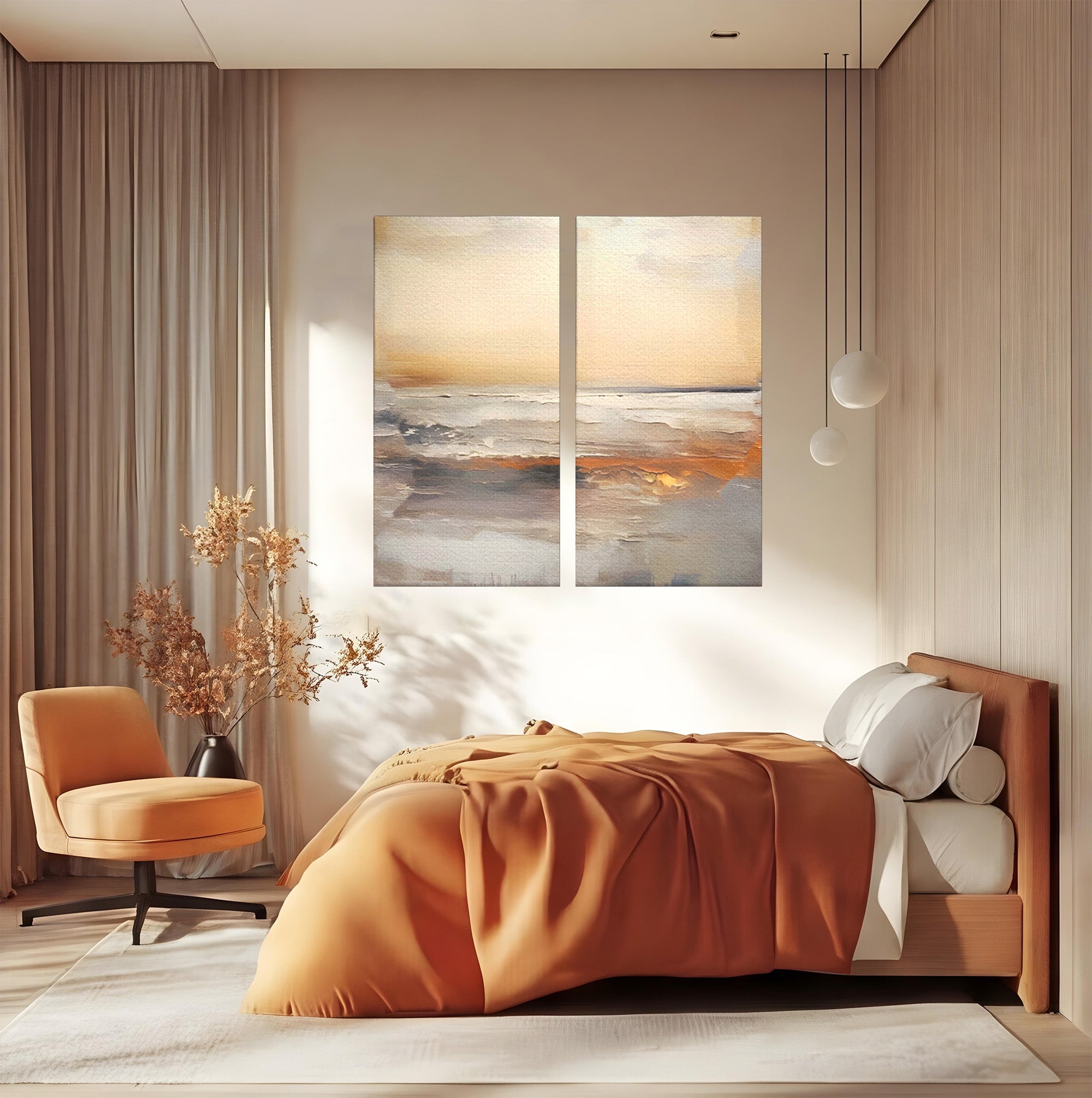 Set 2 Tablouri Canvas Premium LuxCanva® C2-1183, Valurile Marii, Natura, Primavara, Decorativ, Living Room, Culori Vibrante