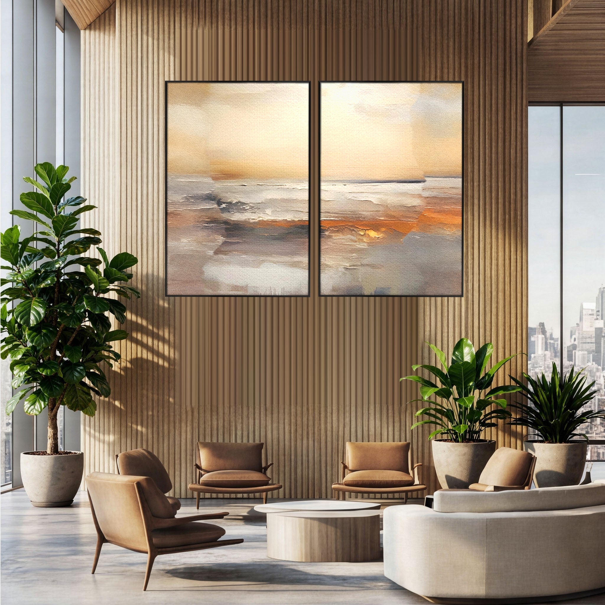 Set 2 Tablouri Canvas Premium LuxCanva® C2-1183, Valurile Marii, Natura, Primavara, Decorativ, Living Room, Culori Vibrante