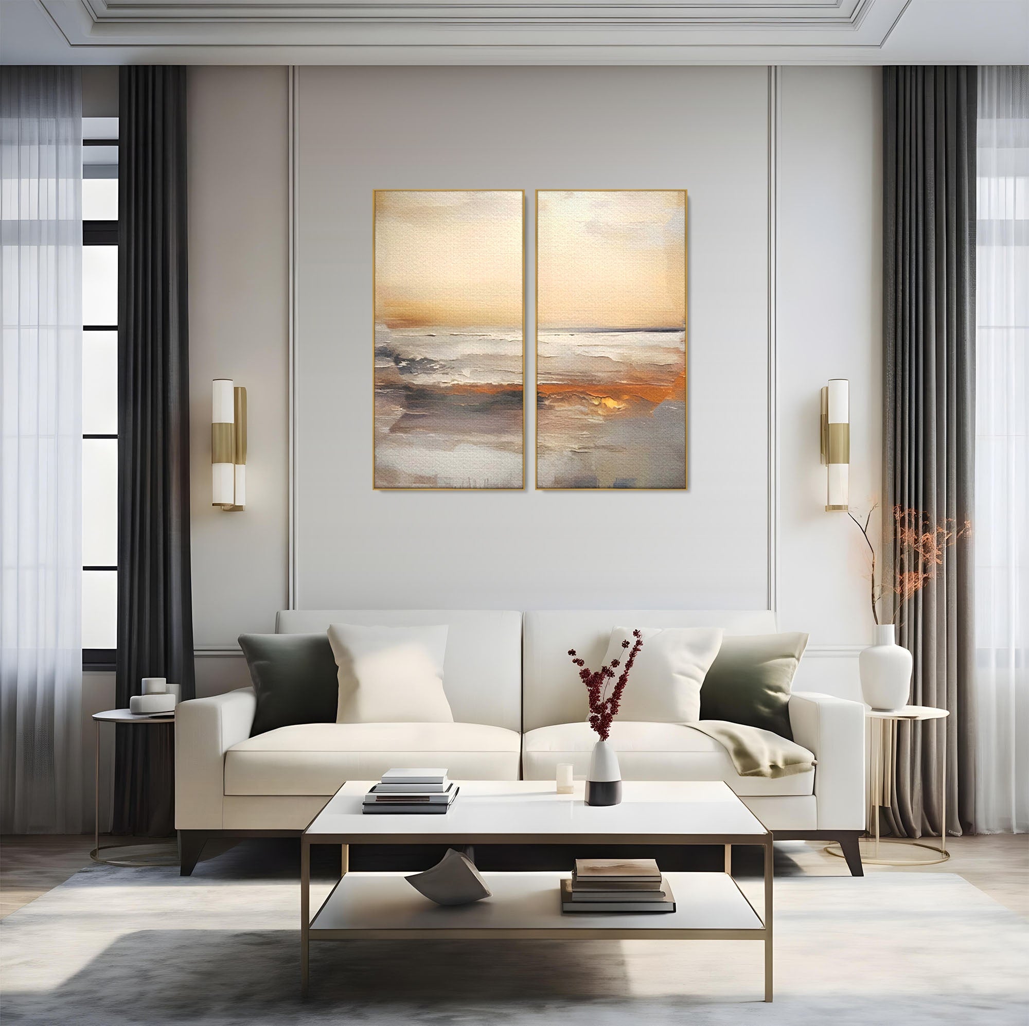 Set 2 Tablouri Canvas Premium LuxCanva® C2-1183, Valurile Marii, Natura, Primavara, Decorativ, Living Room, Culori Vibrante