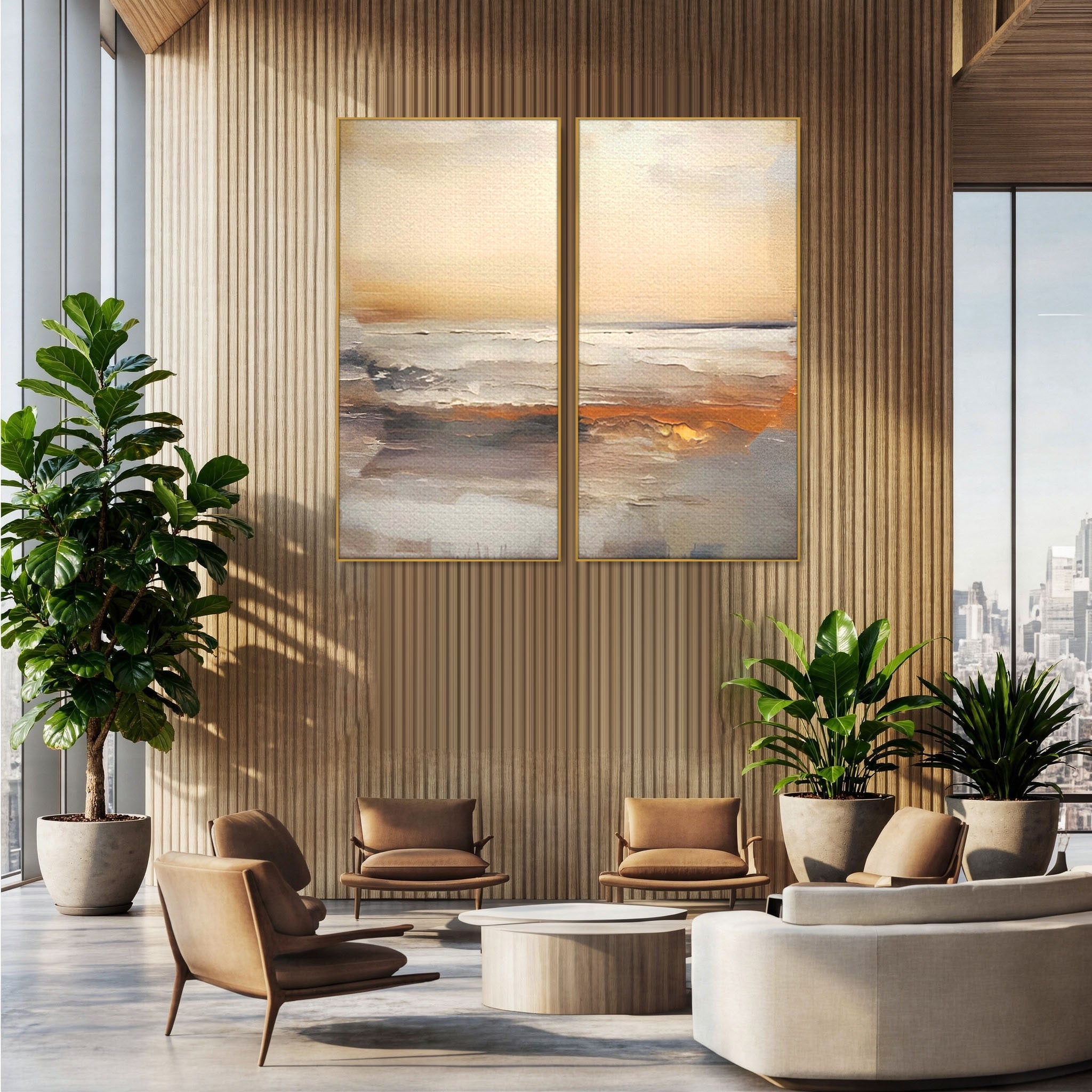 Set 2 Tablouri Canvas Premium LuxCanva® C2-1183, Valurile Marii, Natura, Primavara, Decorativ, Living Room, Culori Vibrante