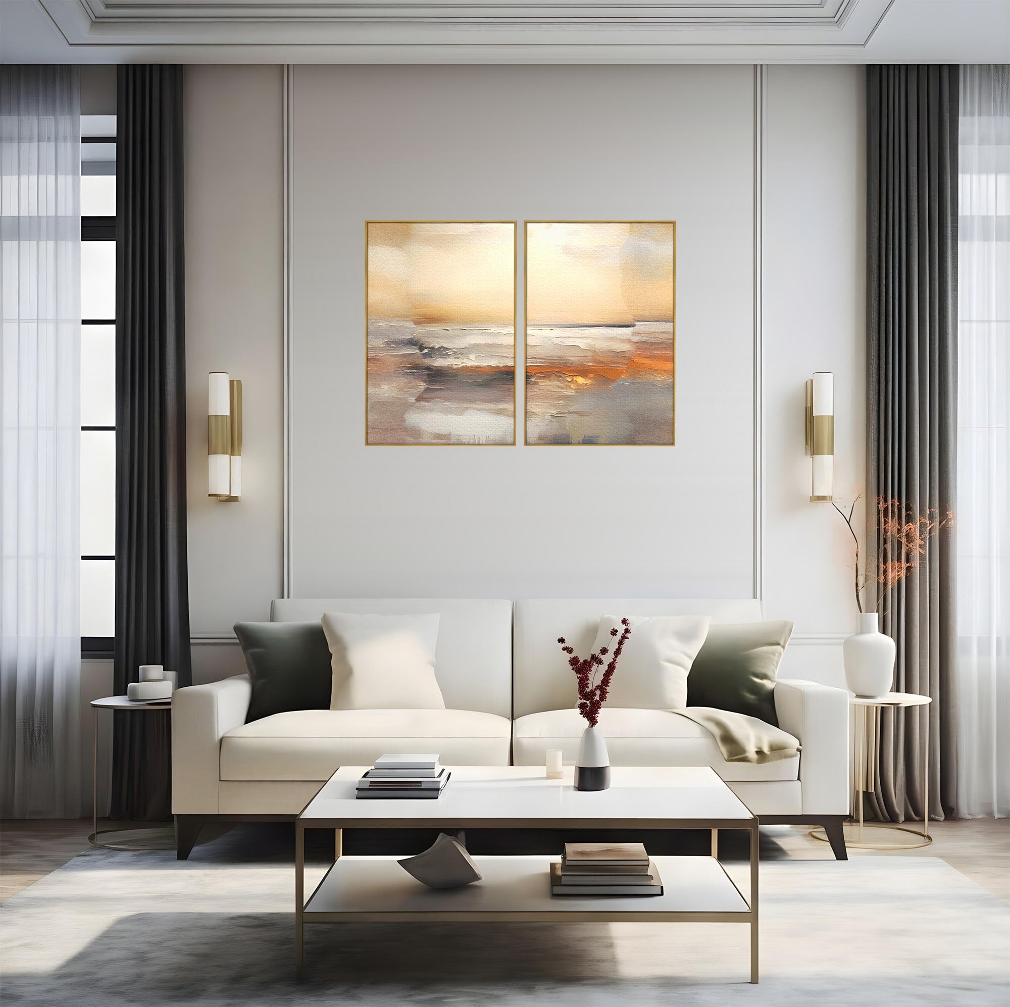 Set 2 Tablouri Canvas Premium LuxCanva® C2-1183, Valurile Marii, Natura, Primavara, Decorativ, Living Room, Culori Vibrante
