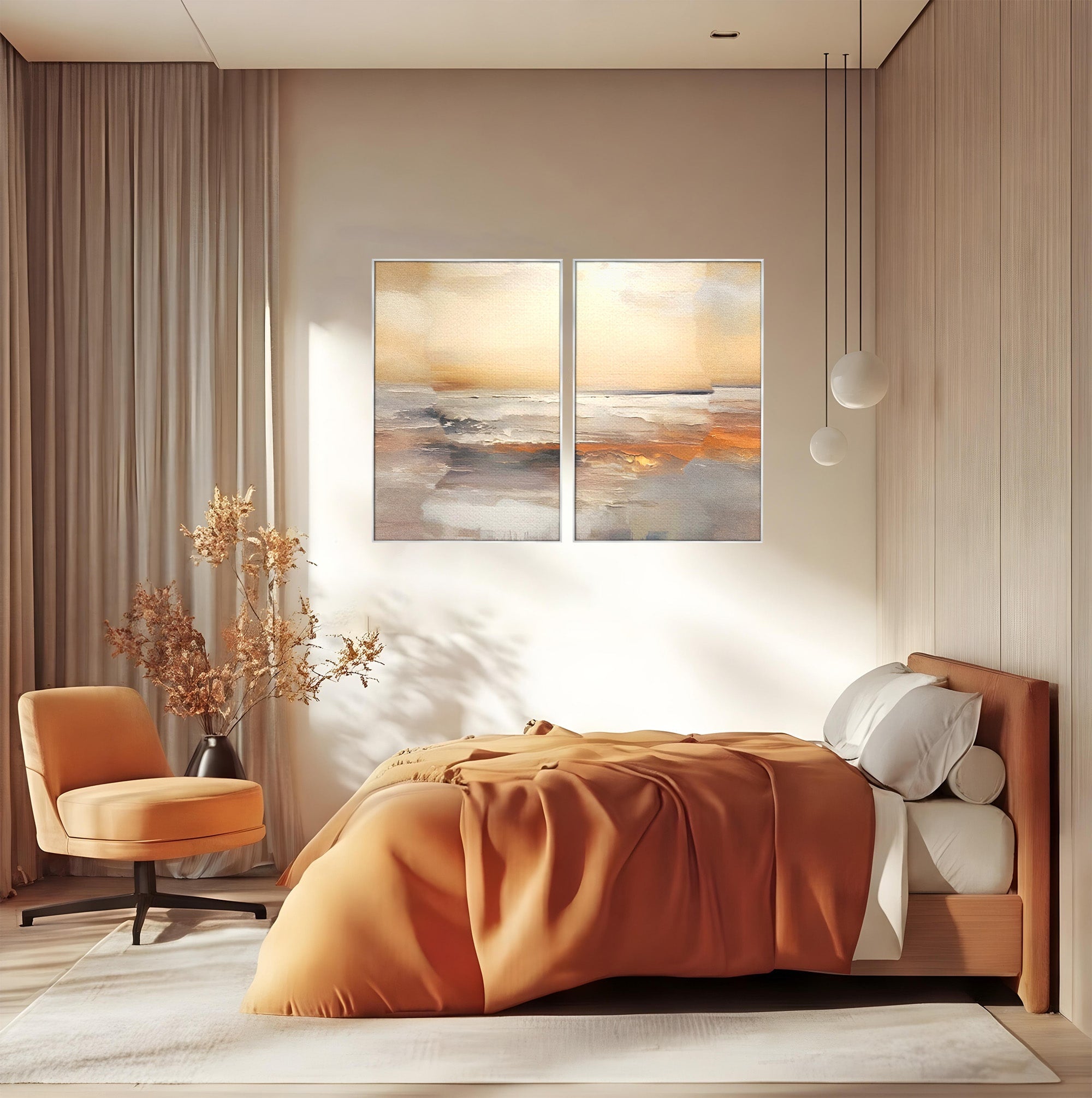 Set 2 Tablouri Canvas Premium LuxCanva® C2-1183, Valurile Marii, Natura, Primavara, Decorativ, Living Room, Culori Vibrante