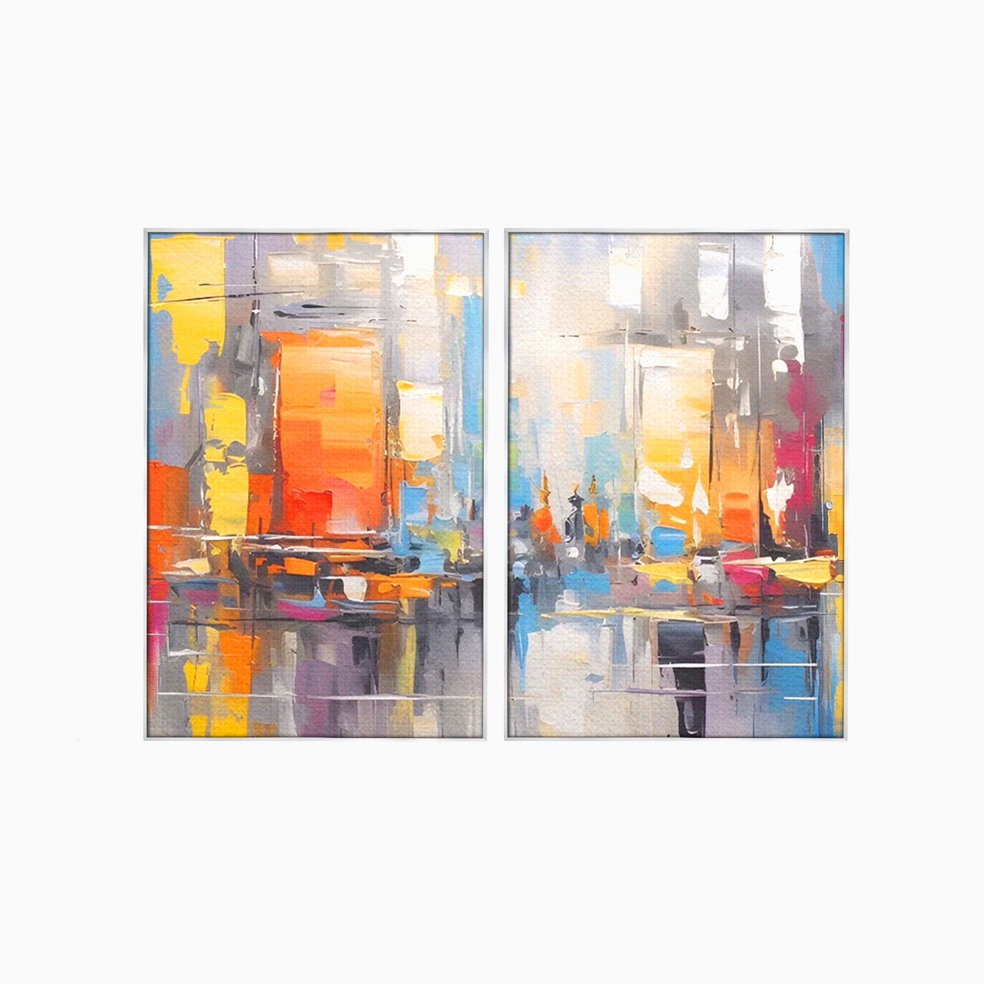 Set 2 Tablouri Canvas Premium LuxCanva® C2-1187, Oras Abstract, Oras, Abstract, Modern, Living, Birou, Culori Vibrante