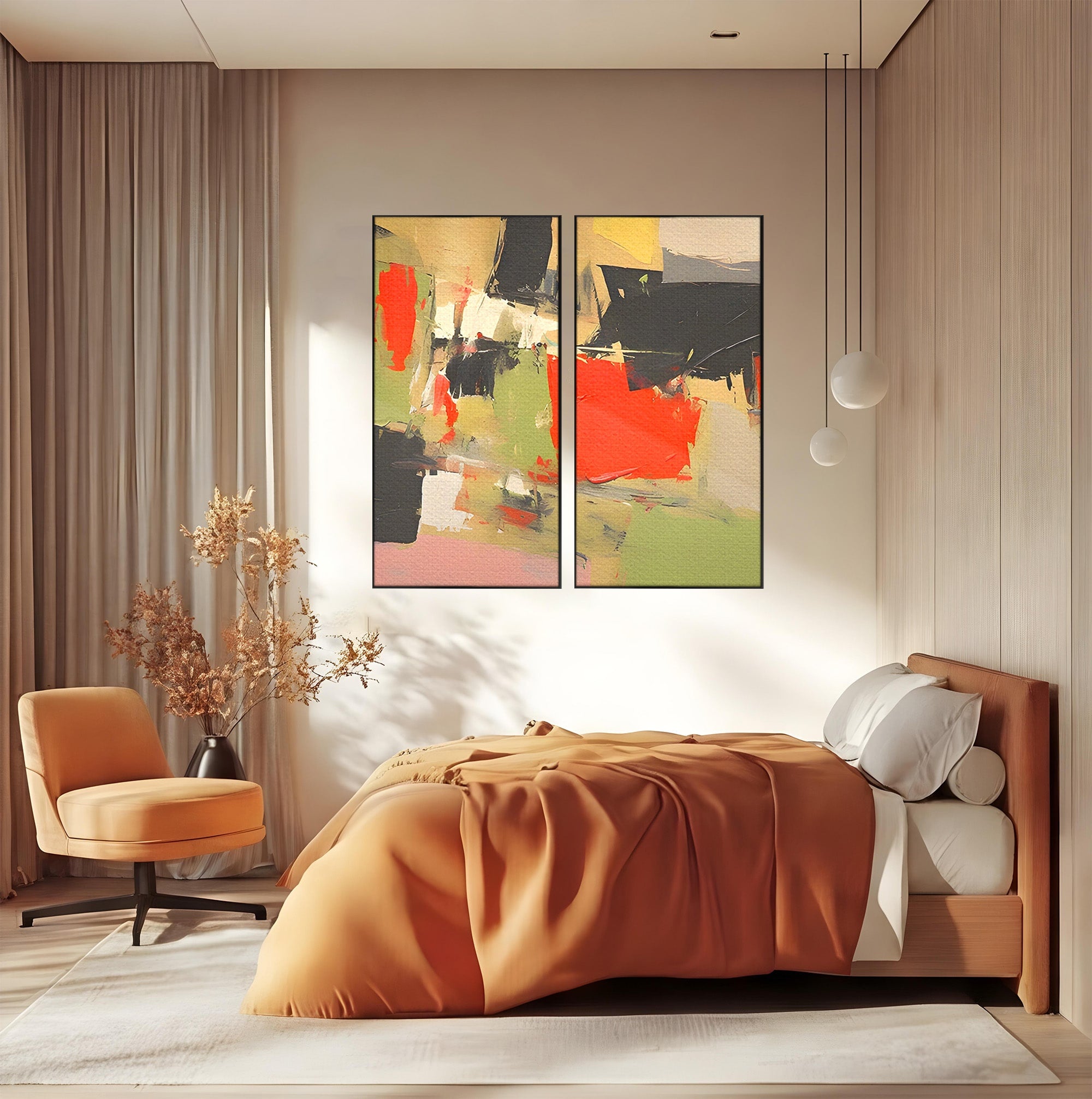 Set 2 Tablouri Canvas Premium LuxCanva® C2-1188, Abstract Contemporan, Abstract, Modern, Arta, Living, Birou, Culori Vibrante