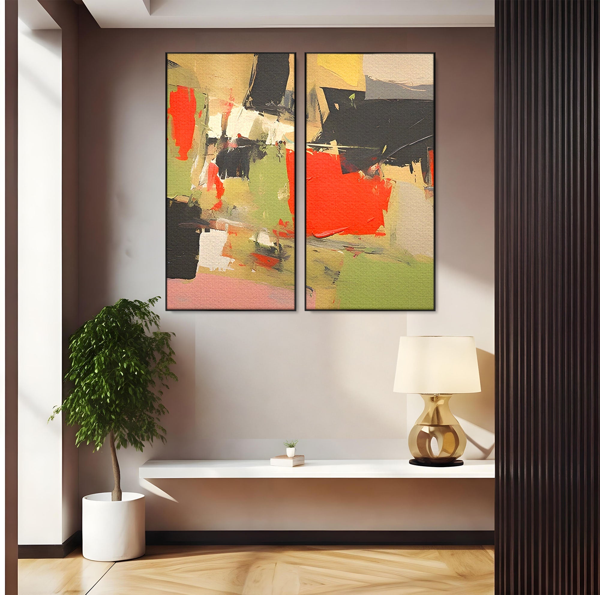 Set 2 Tablouri Canvas Premium LuxCanva® C2-1188, Abstract Contemporan, Abstract, Modern, Arta, Living, Birou, Culori Vibrante