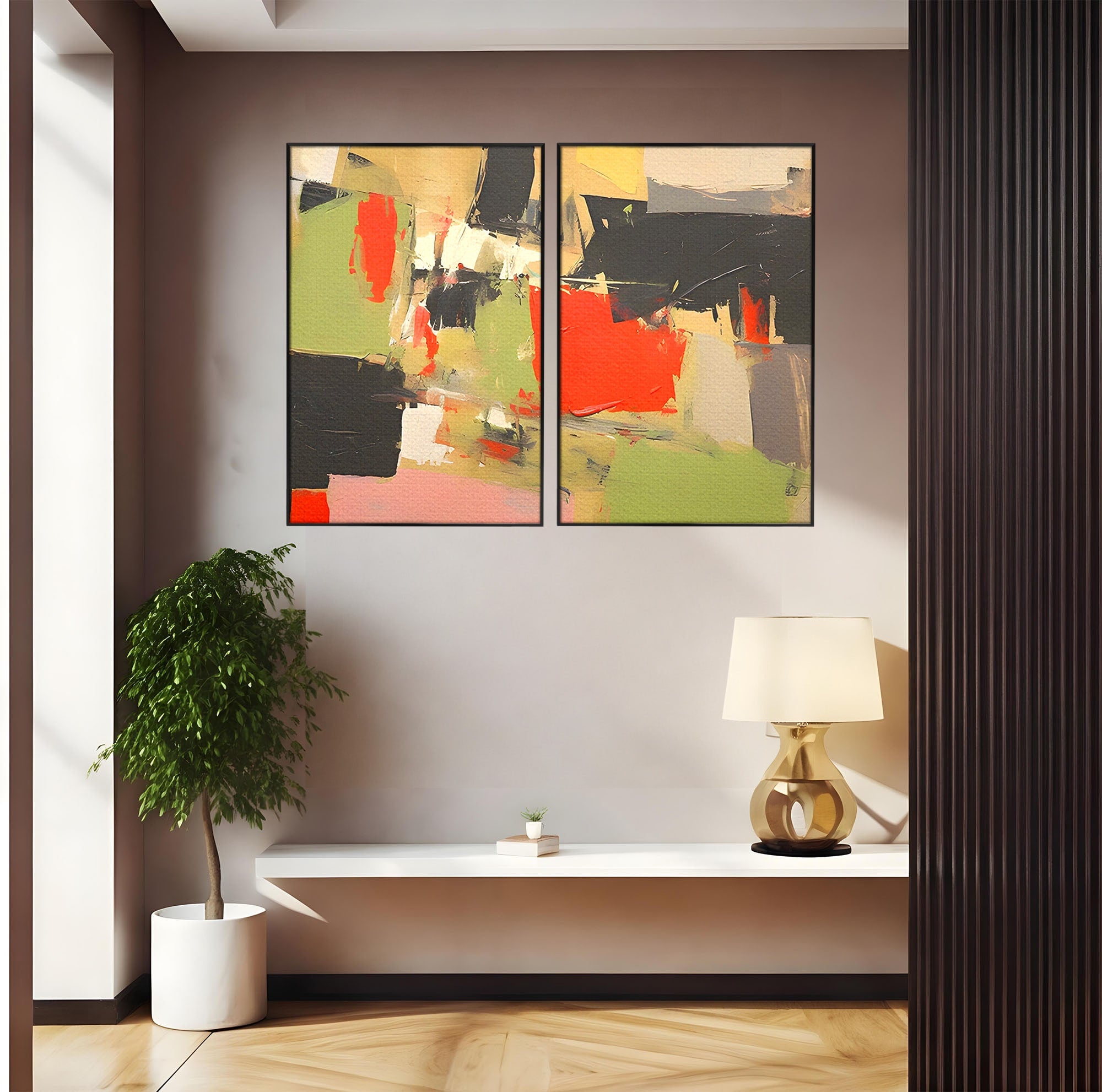 Set 2 Tablouri Canvas Premium LuxCanva® C2-1188, Abstract Contemporan, Abstract, Modern, Arta, Living, Birou, Culori Vibrante