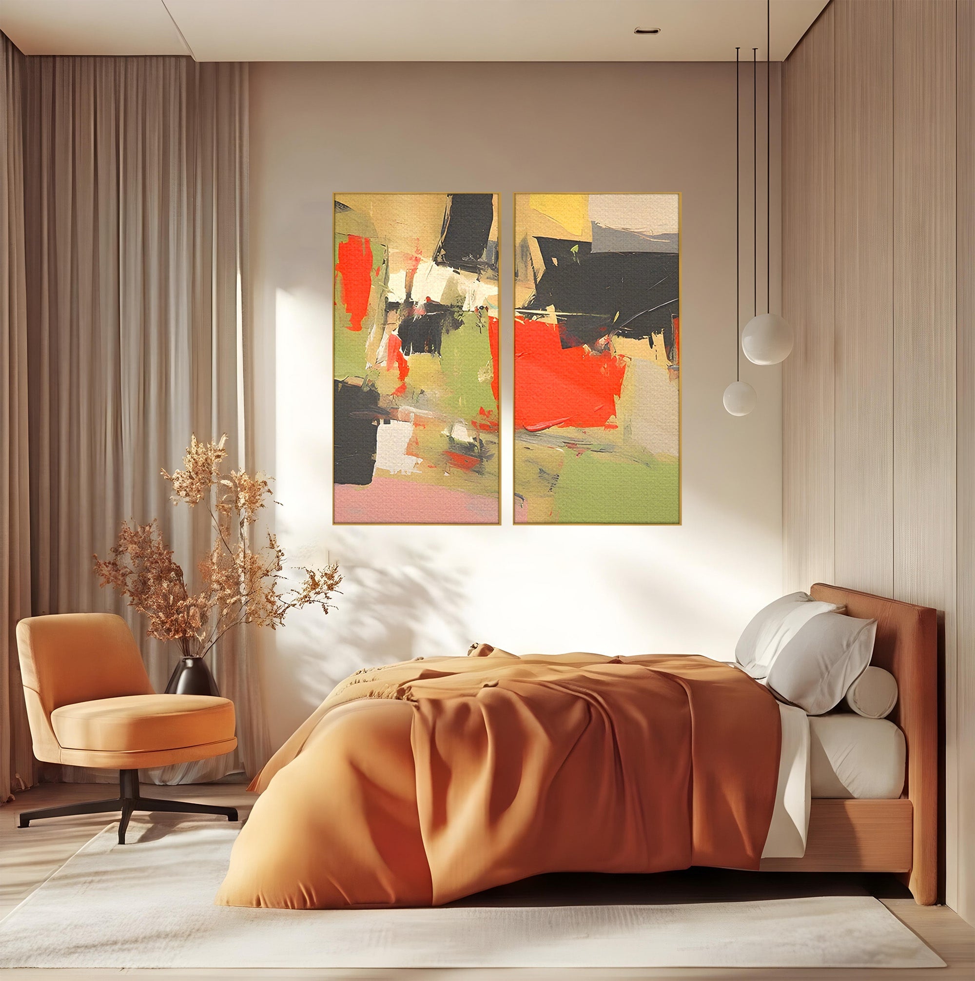Set 2 Tablouri Canvas Premium LuxCanva® C2-1188, Abstract Contemporan, Abstract, Modern, Arta, Living, Birou, Culori Vibrante