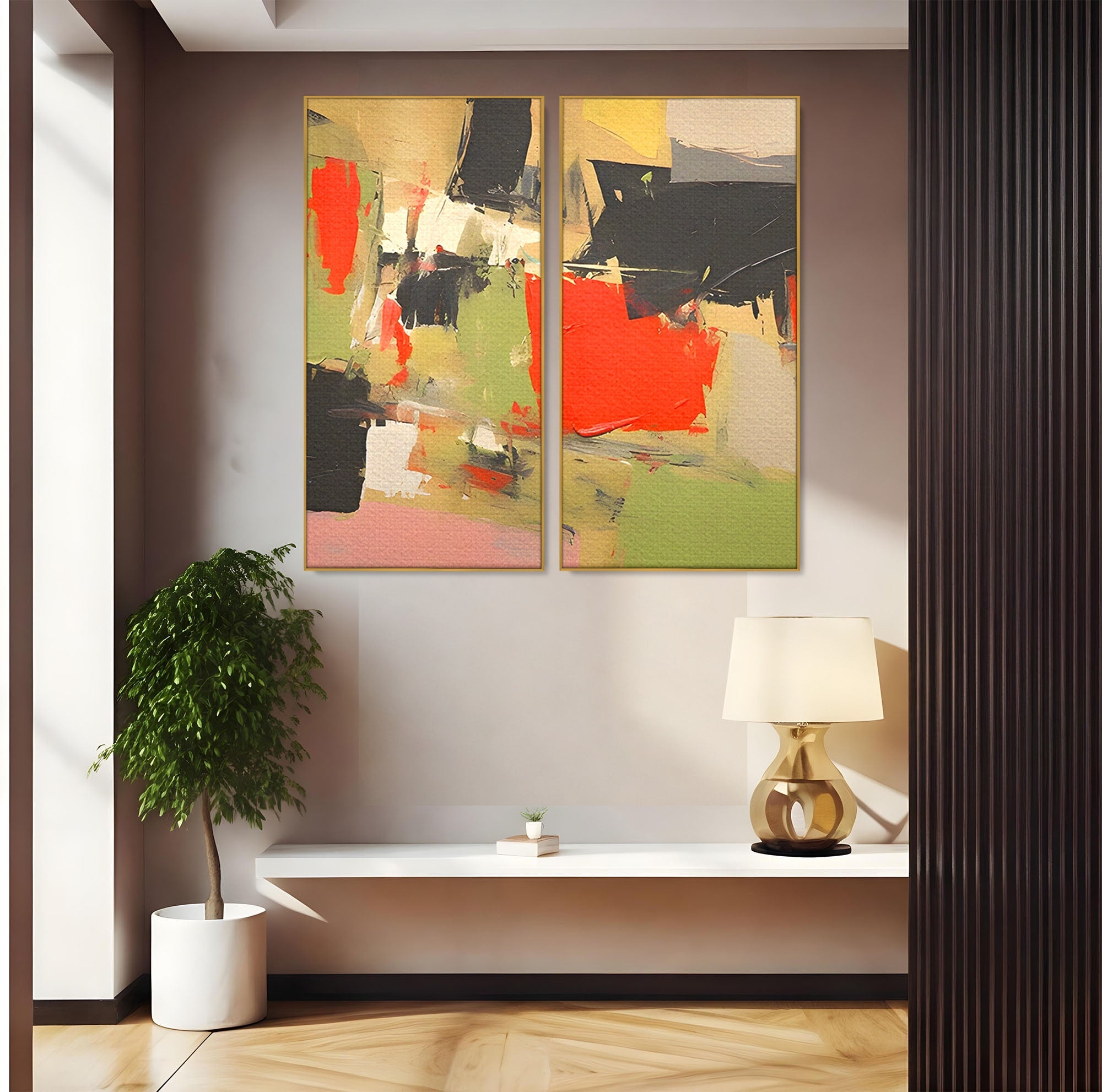 Set 2 Tablouri Canvas Premium LuxCanva® C2-1188, Abstract Contemporan, Abstract, Modern, Arta, Living, Birou, Culori Vibrante
