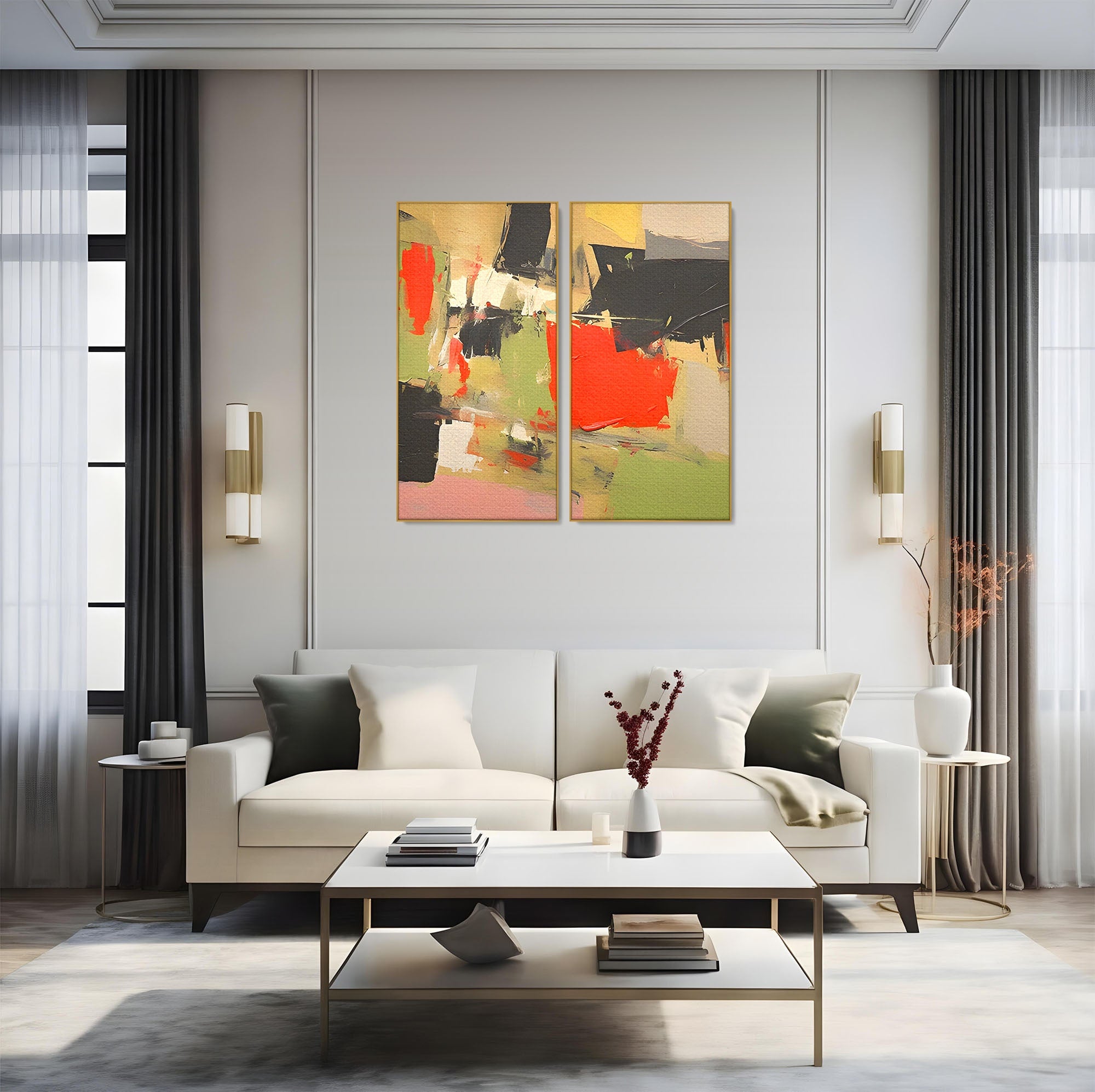 Set 2 Tablouri Canvas Premium LuxCanva® C2-1188, Abstract Contemporan, Abstract, Modern, Arta, Living, Birou, Culori Vibrante