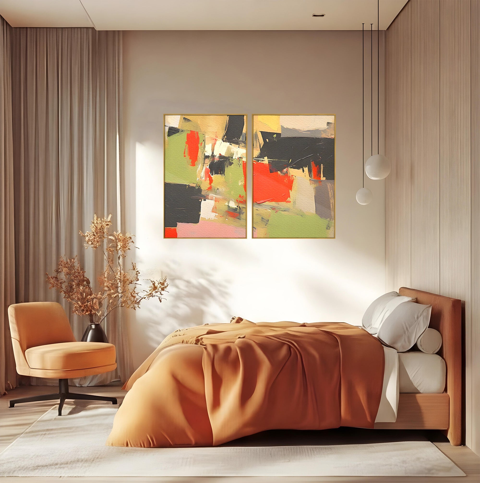 Set 2 Tablouri Canvas Premium LuxCanva® C2-1188, Abstract Contemporan, Abstract, Modern, Arta, Living, Birou, Culori Vibrante