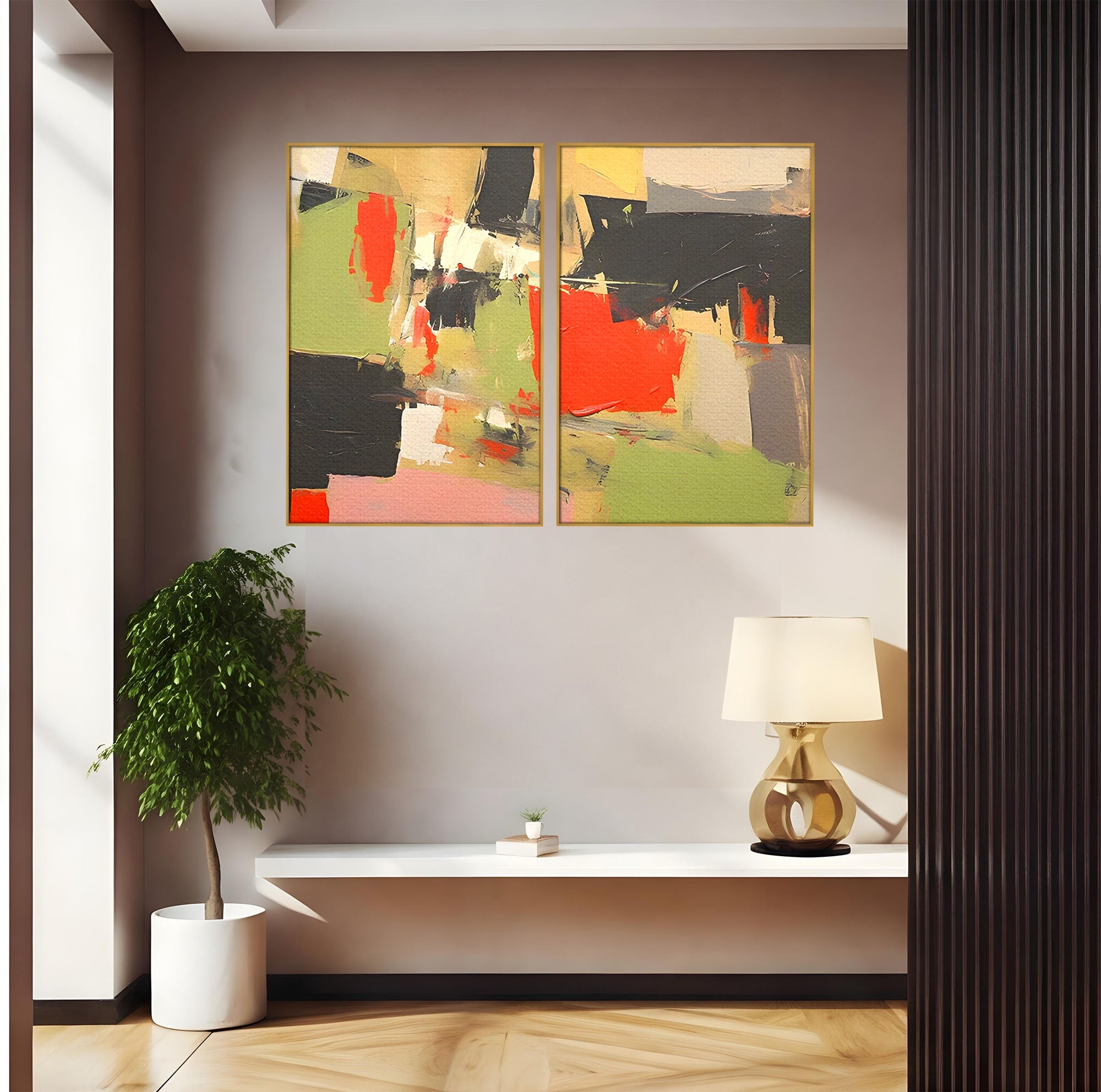 Set 2 Tablouri Canvas Premium LuxCanva® C2-1188, Abstract Contemporan, Abstract, Modern, Arta, Living, Birou, Culori Vibrante