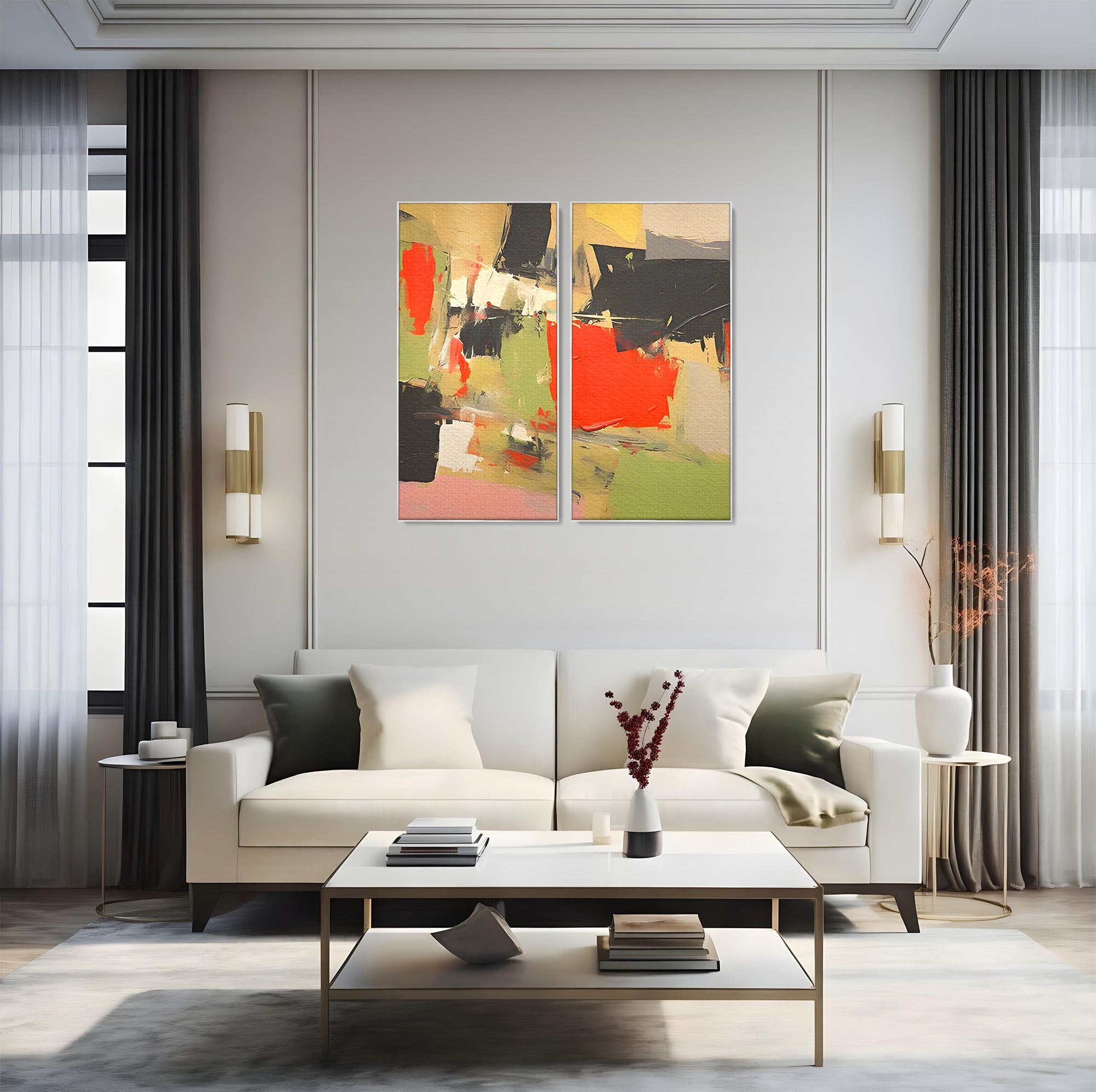 Set 2 Tablouri Canvas Premium LuxCanva® C2-1188, Abstract Contemporan, Abstract, Modern, Arta, Living, Birou, Culori Vibrante