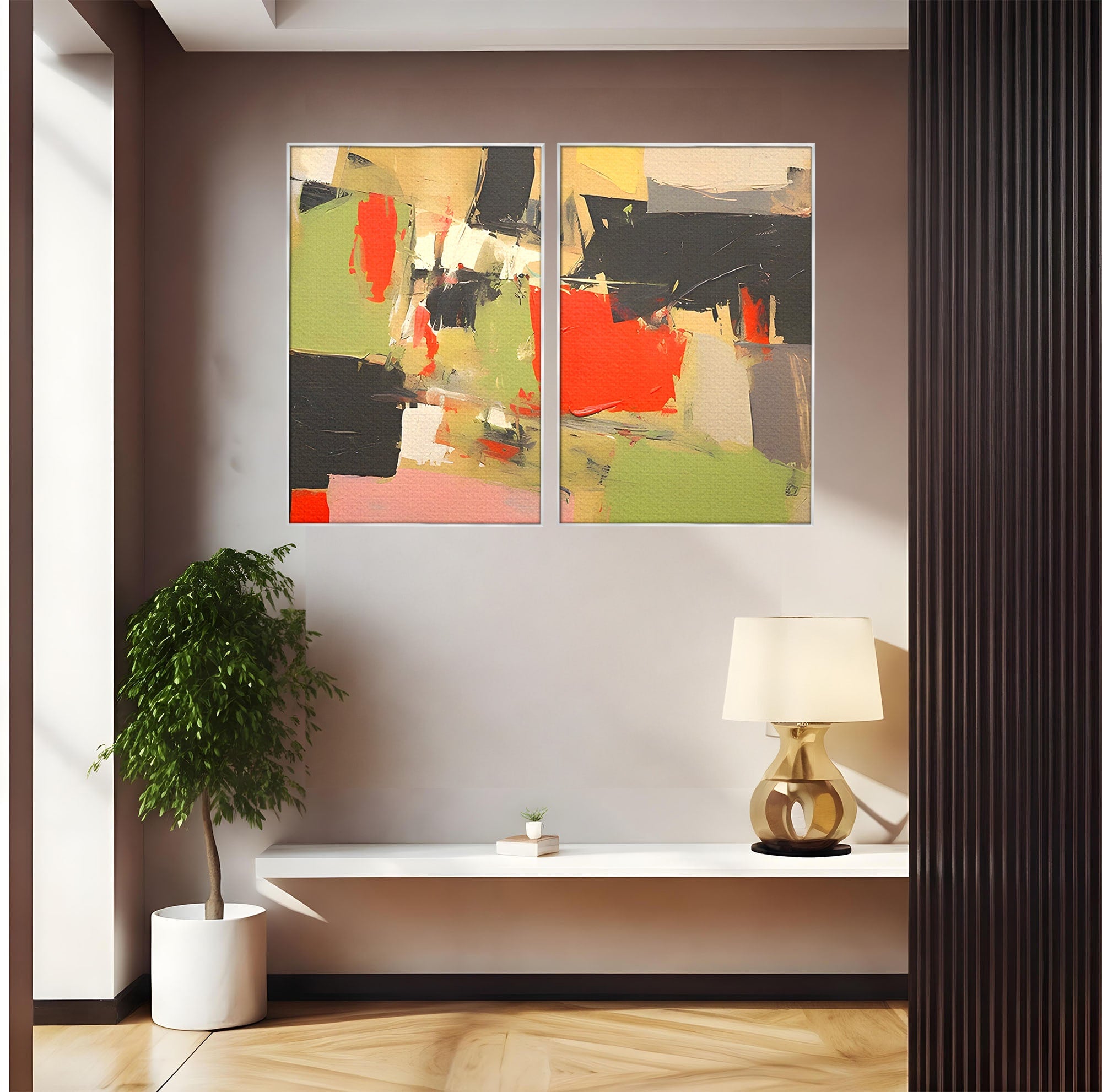 Set 2 Tablouri Canvas Premium LuxCanva® C2-1188, Abstract Contemporan, Abstract, Modern, Arta, Living, Birou, Culori Vibrante