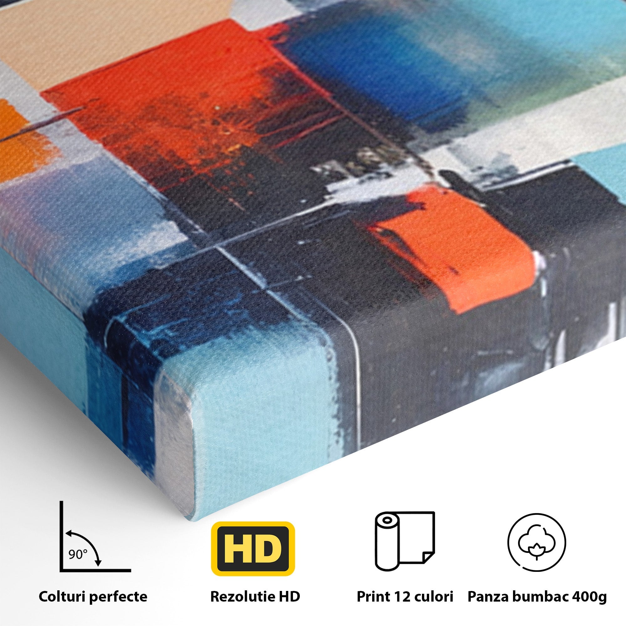 Set 2 Tablouri Canvas Premium LuxCanva® C2-1189, Abstract Geometric, Abstract, Geometric, Modern, Living, Birou, Culori Vibrante
