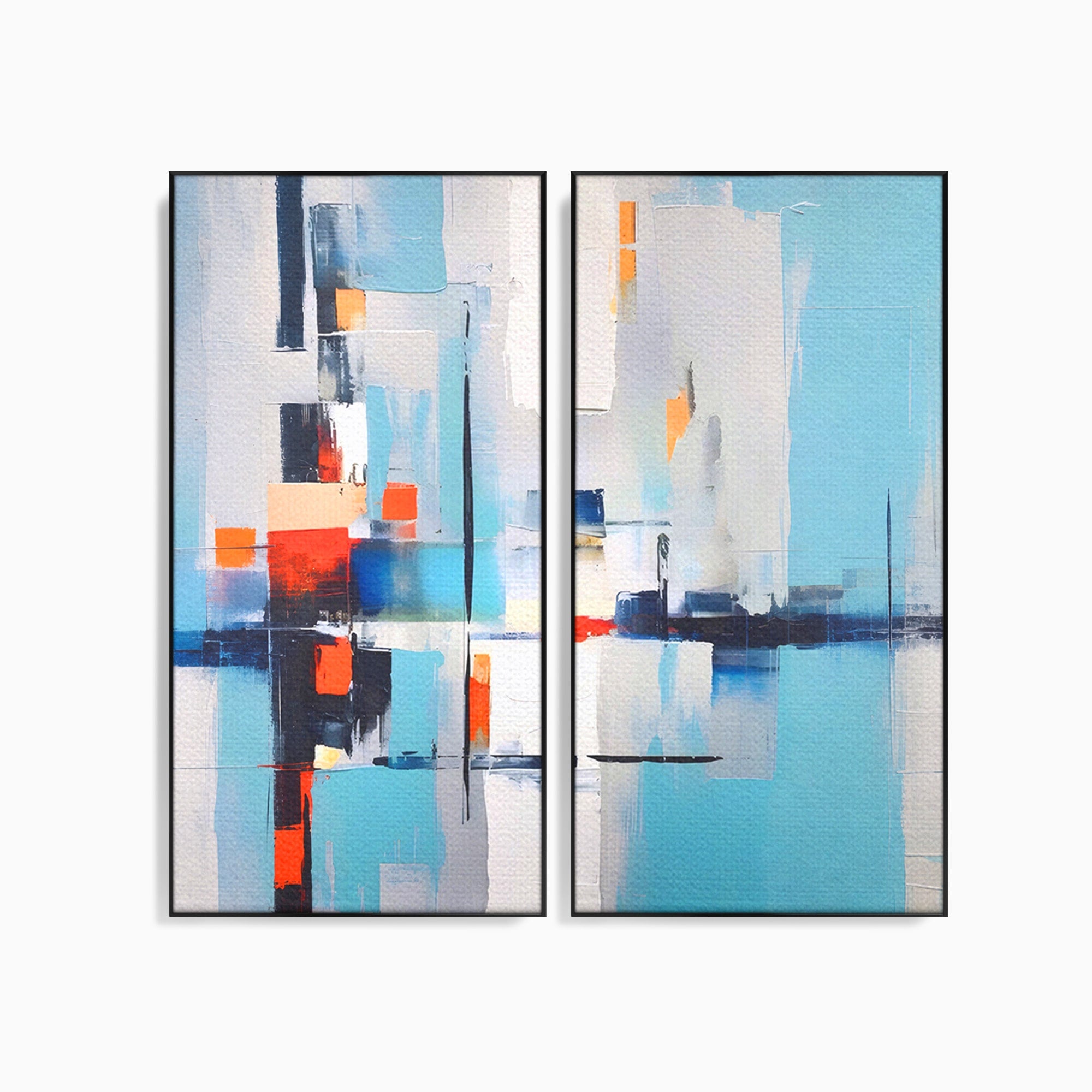 Set 2 Tablouri Canvas Premium LuxCanva® C2-1189, Abstract Geometric, Abstract, Geometric, Modern, Living, Birou, Culori Vibrante