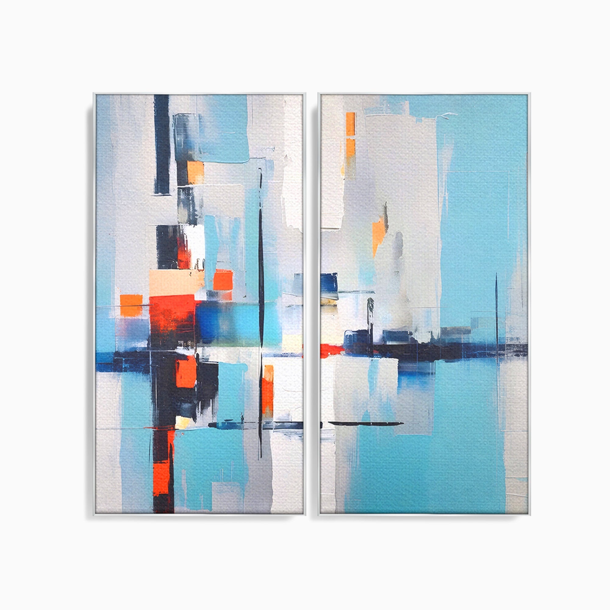 Set 2 Tablouri Canvas Premium LuxCanva® C2-1189, Abstract Geometric, Abstract, Geometric, Modern, Living, Birou, Culori Vibrante