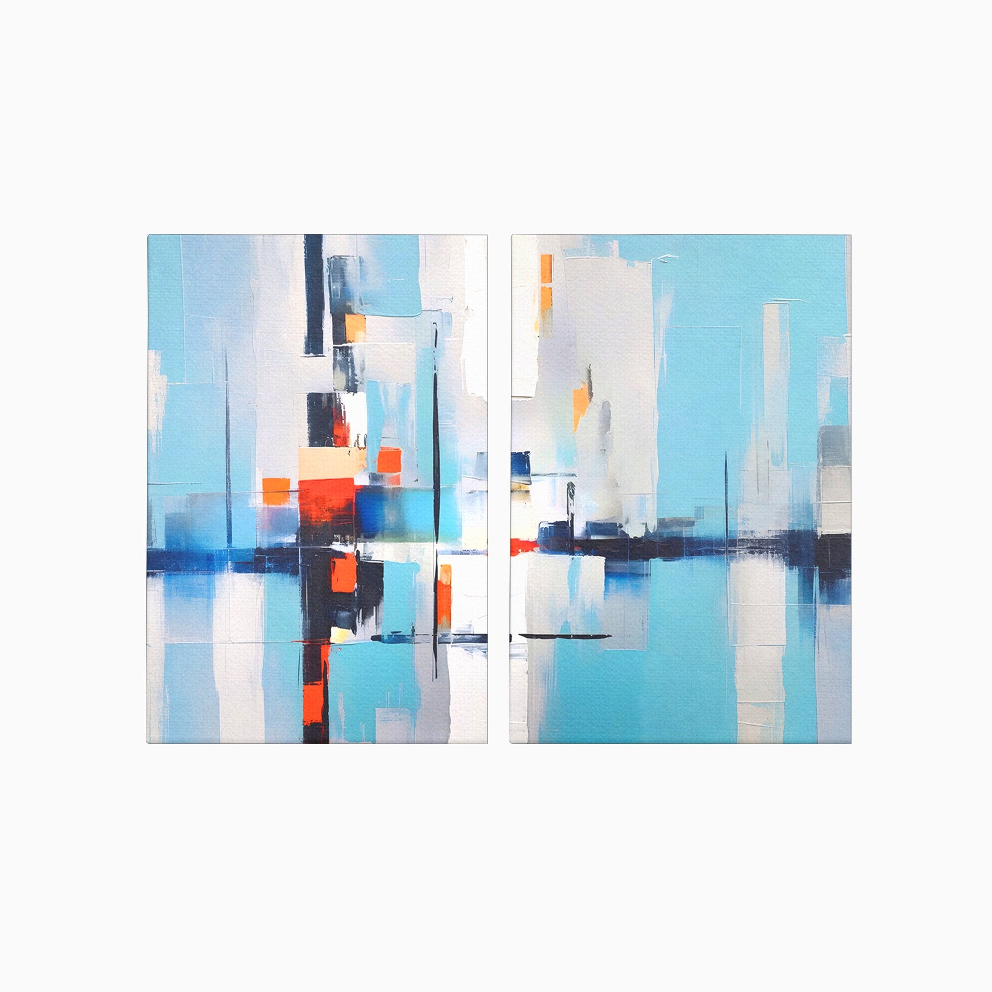 Set 2 Tablouri Canvas Premium LuxCanva® C2-1189, Abstract Geometric, Abstract, Geometric, Modern, Living, Birou, Culori Vibrante