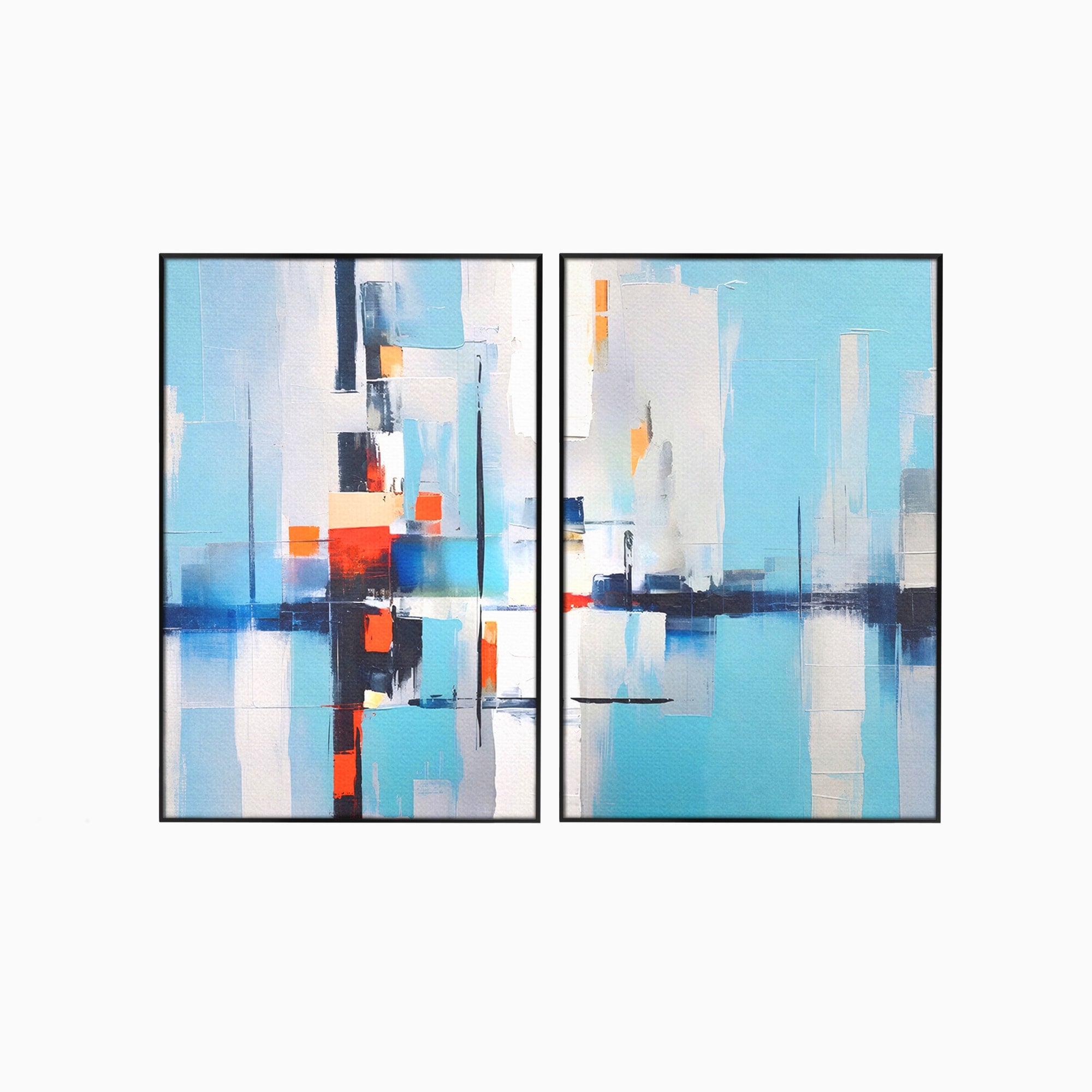 Set 2 Tablouri Canvas Premium LuxCanva® C2-1189, Abstract Geometric, Abstract, Geometric, Modern, Living, Birou, Culori Vibrante