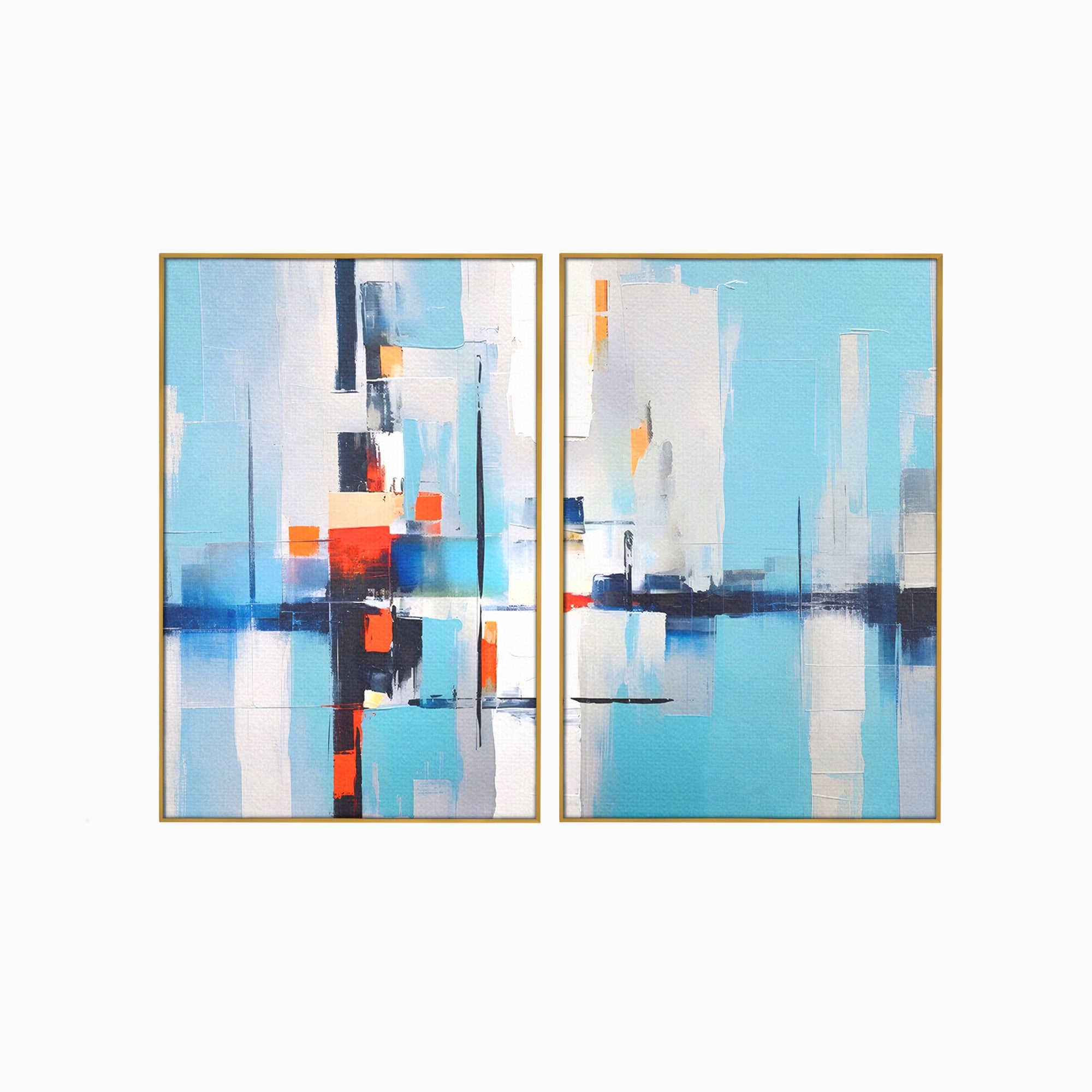 Set 2 Tablouri Canvas Premium LuxCanva® C2-1189, Abstract Geometric, Abstract, Geometric, Modern, Living, Birou, Culori Vibrante