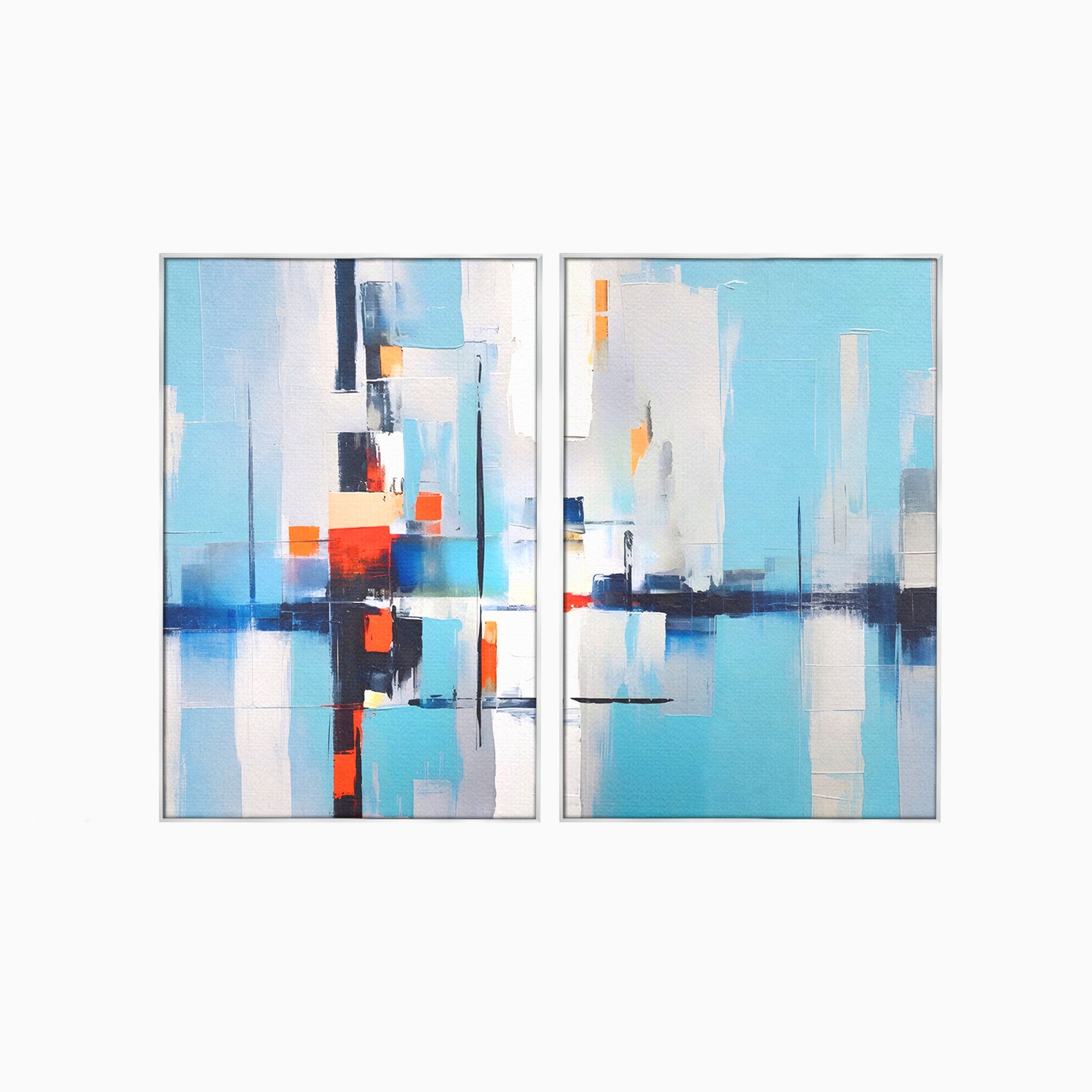 Set 2 Tablouri Canvas Premium LuxCanva® C2-1189, Abstract Geometric, Abstract, Geometric, Modern, Living, Birou, Culori Vibrante
