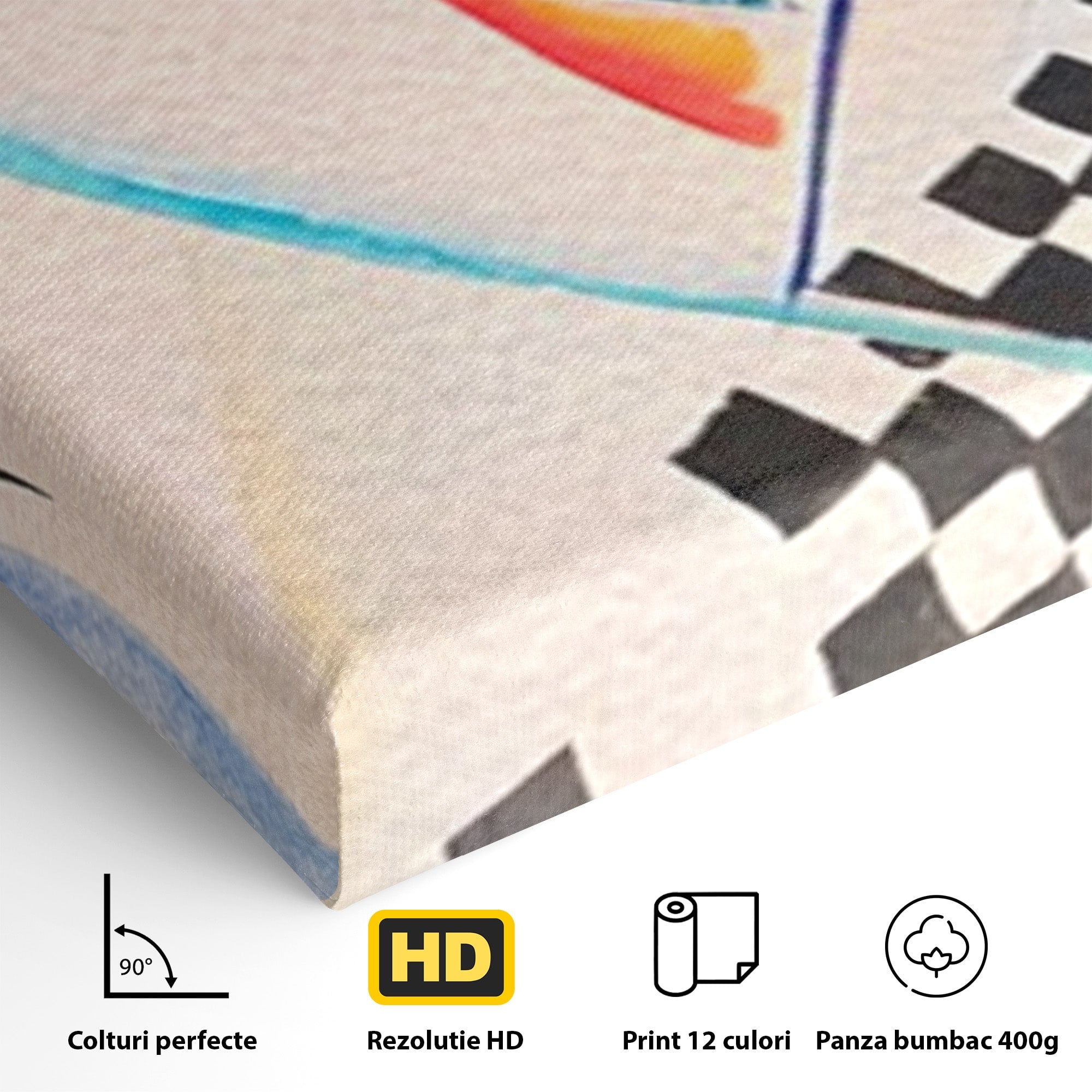 Set 2 Tablouri Canvas Premium LuxCanva® C2-1198, Abstract Paint By Kandinsky, Culori, Decorativ, Living Room, Culori Vibrante