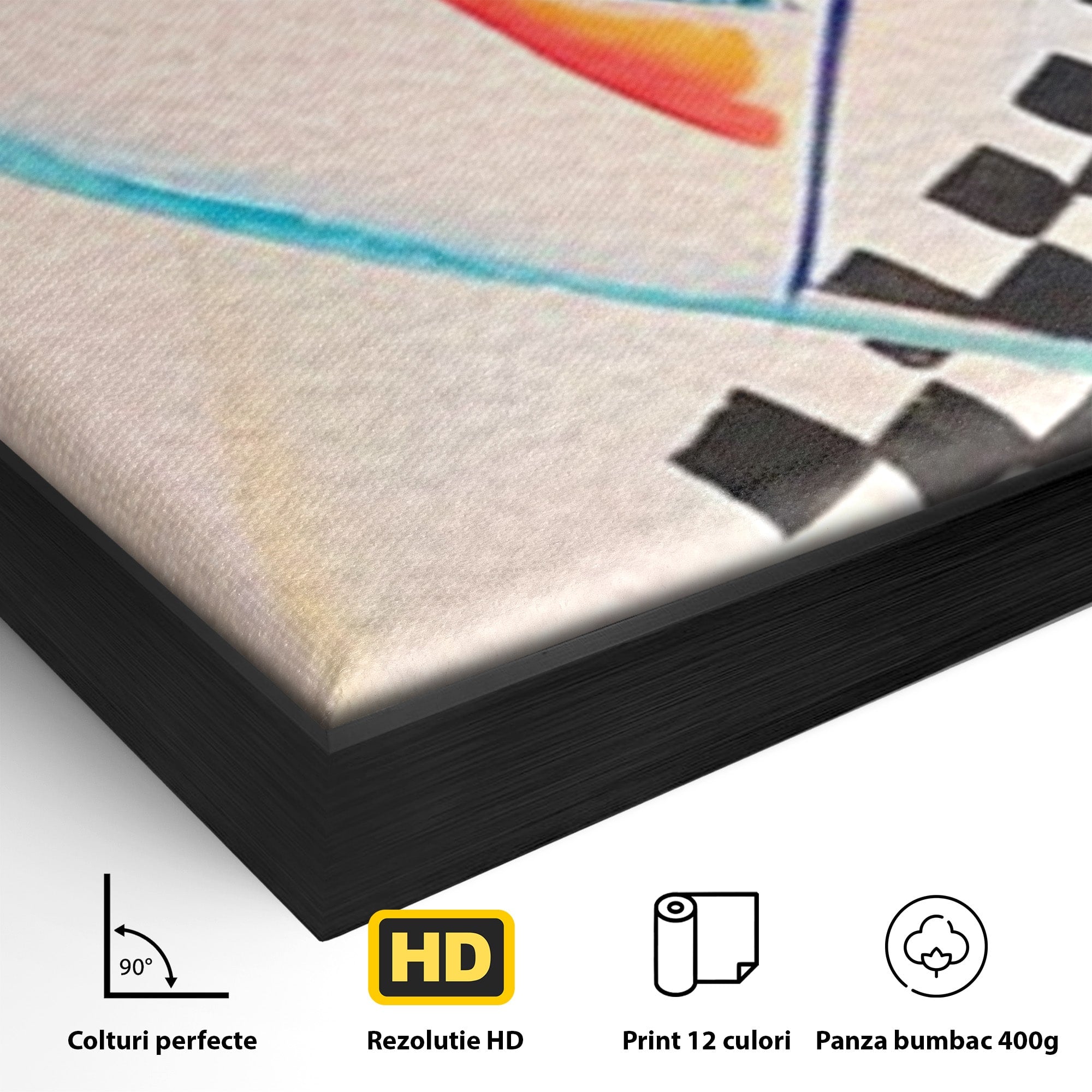 Set 2 Tablouri Canvas Premium LuxCanva® C2-1198, Abstract Paint By Kandinsky, Culori, Decorativ, Living Room, Culori Vibrante