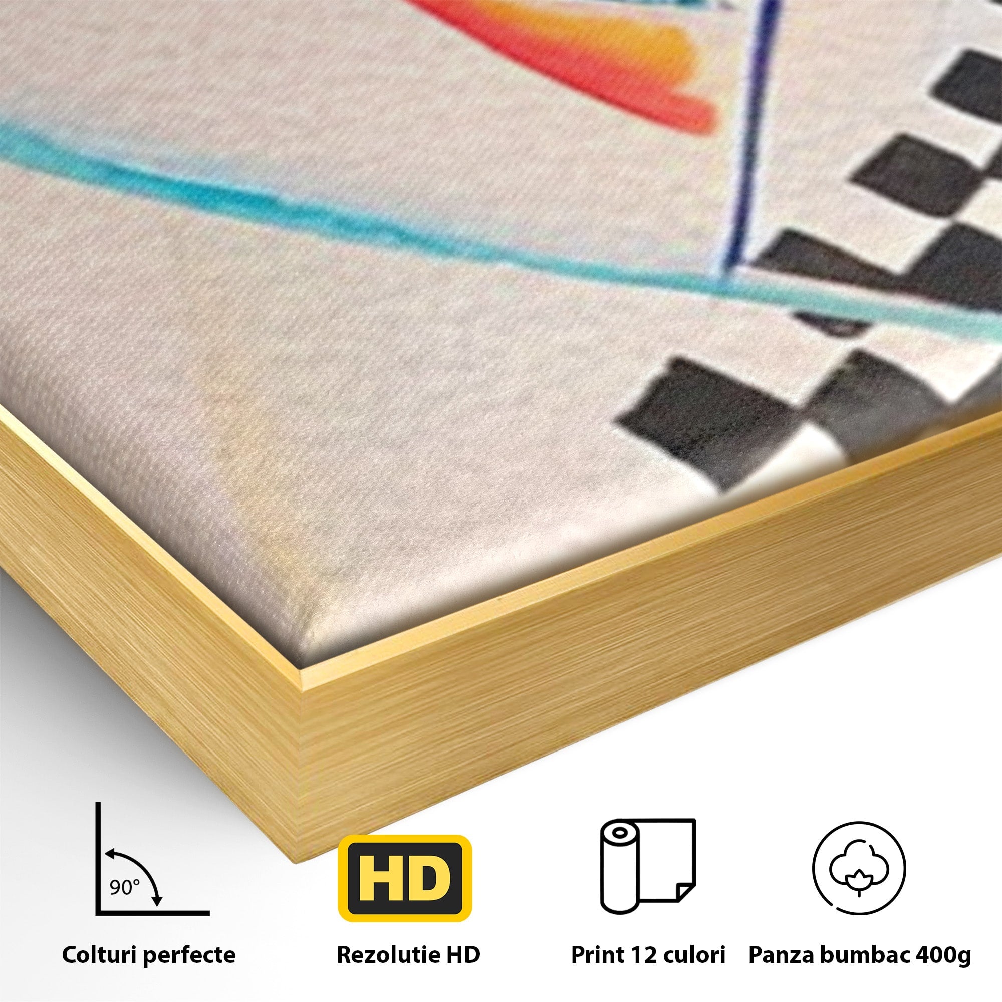 Set 2 Tablouri Canvas Premium LuxCanva® C2-1198, Abstract Paint By Kandinsky, Culori, Decorativ, Living Room, Culori Vibrante