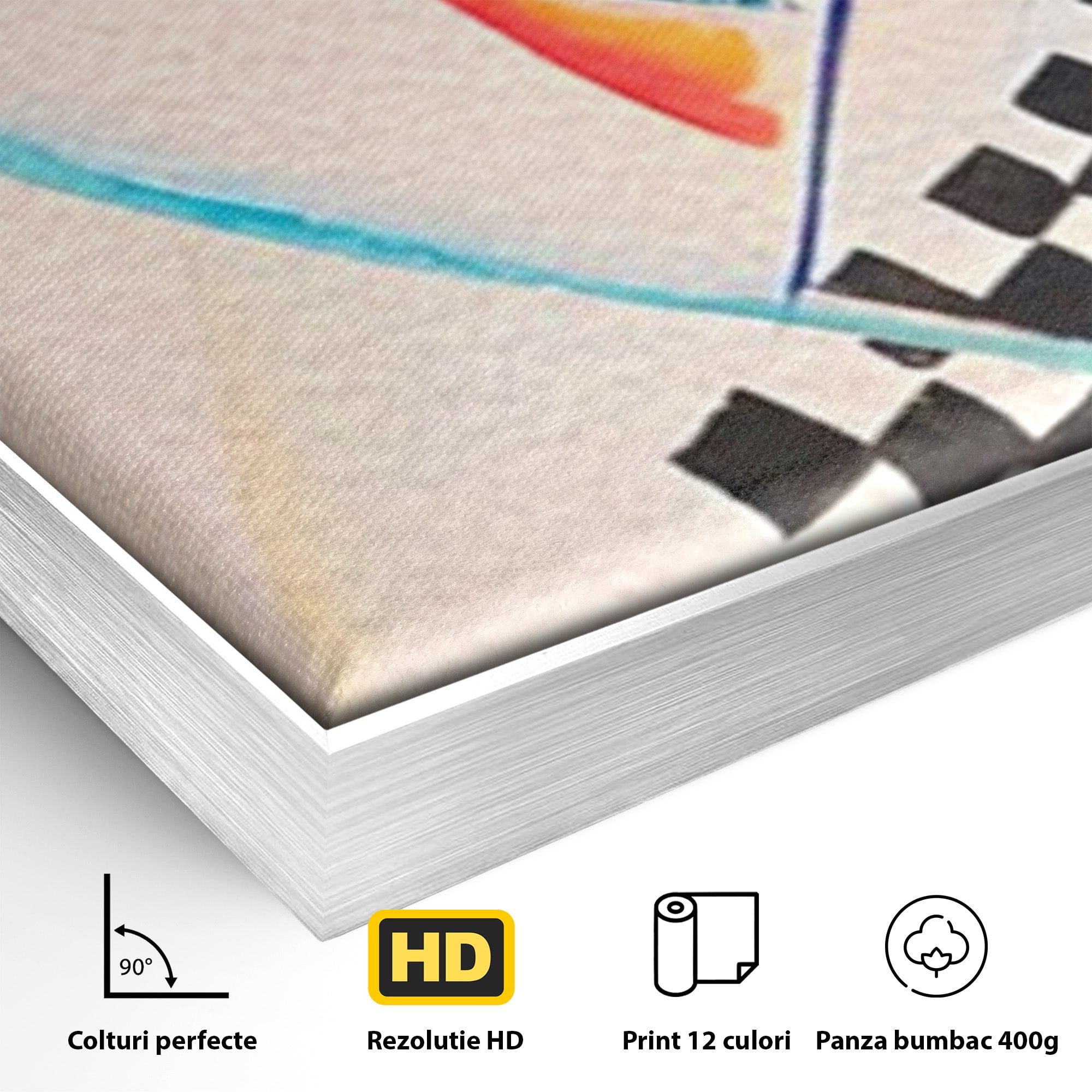 Set 2 Tablouri Canvas Premium LuxCanva® C2-1198, Abstract Paint By Kandinsky, Culori, Decorativ, Living Room, Culori Vibrante