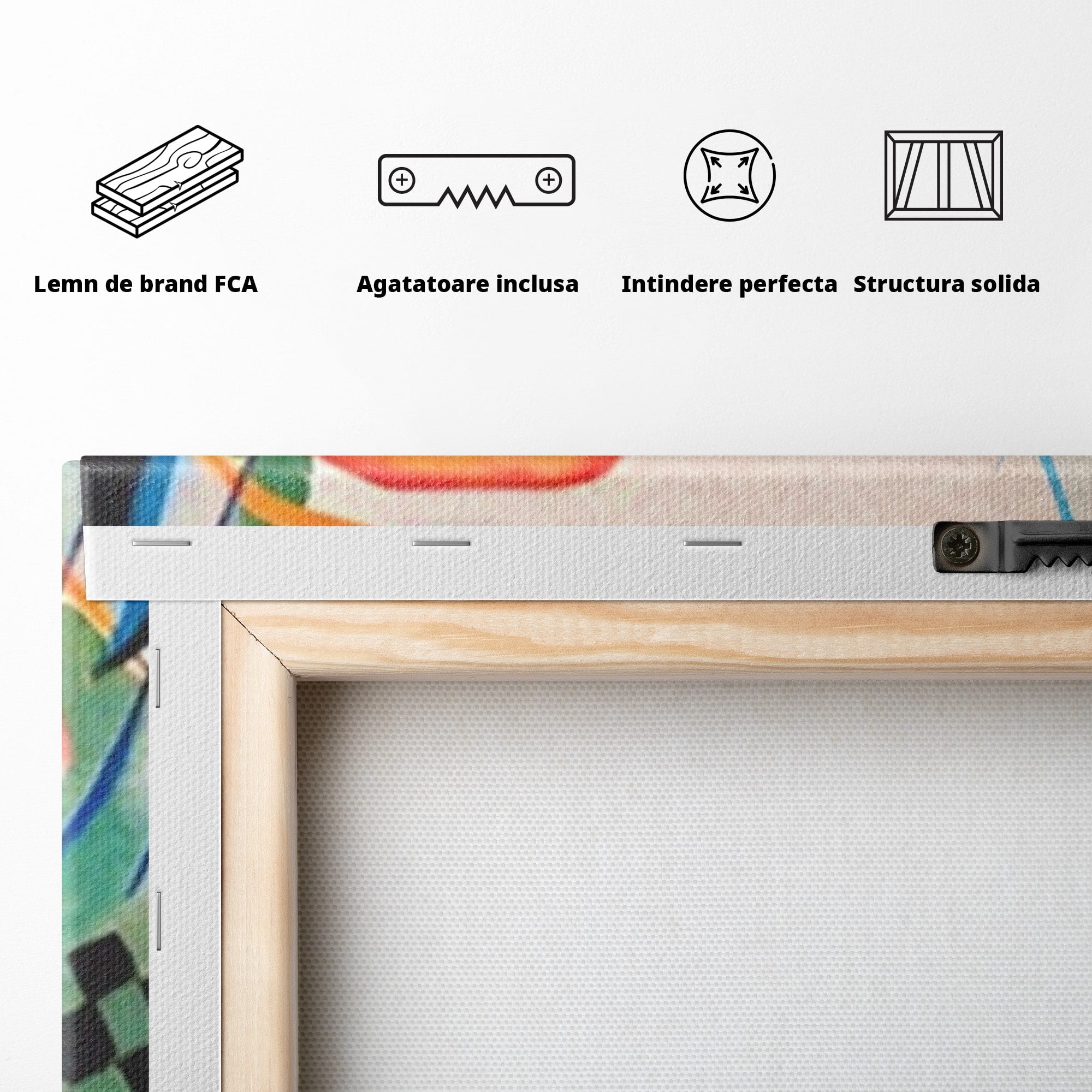 Set 2 Tablouri Canvas Premium LuxCanva® C2-1198, Abstract Paint By Kandinsky, Culori, Decorativ, Living Room, Culori Vibrante