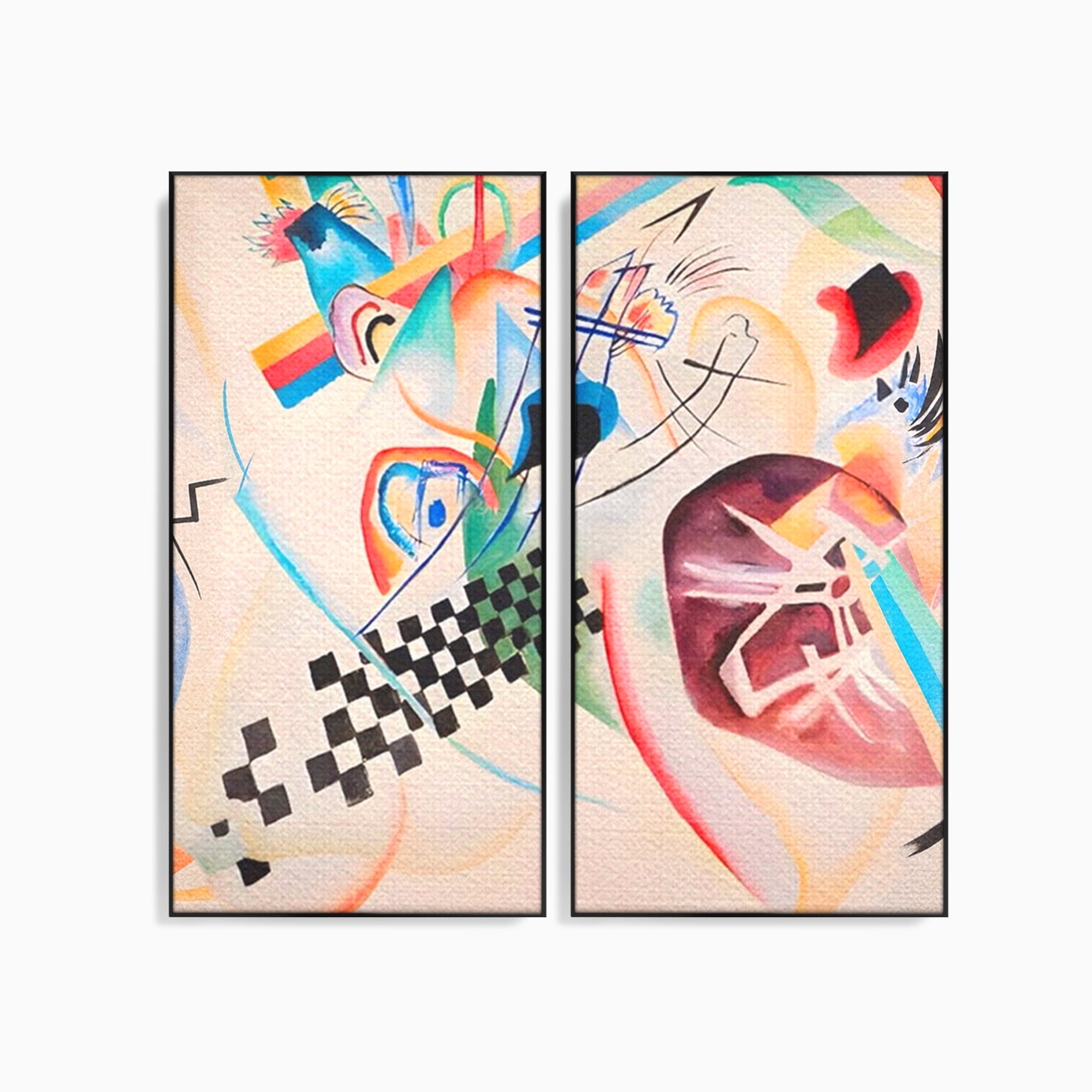 Set 2 Tablouri Canvas Premium LuxCanva® C2-1198, Abstract Paint By Kandinsky, Culori, Decorativ, Living Room, Culori Vibrante