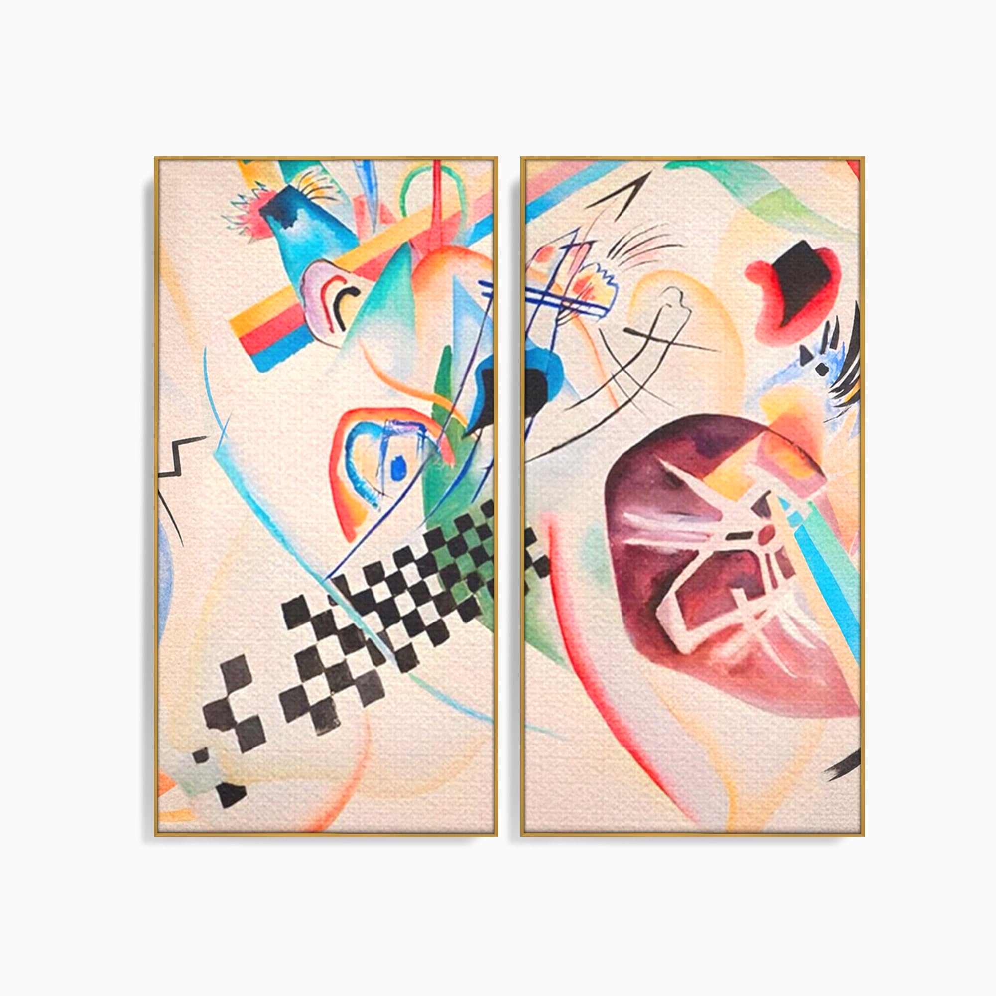 Set 2 Tablouri Canvas Premium LuxCanva® C2-1198, Abstract Paint By Kandinsky, Culori, Decorativ, Living Room, Culori Vibrante
