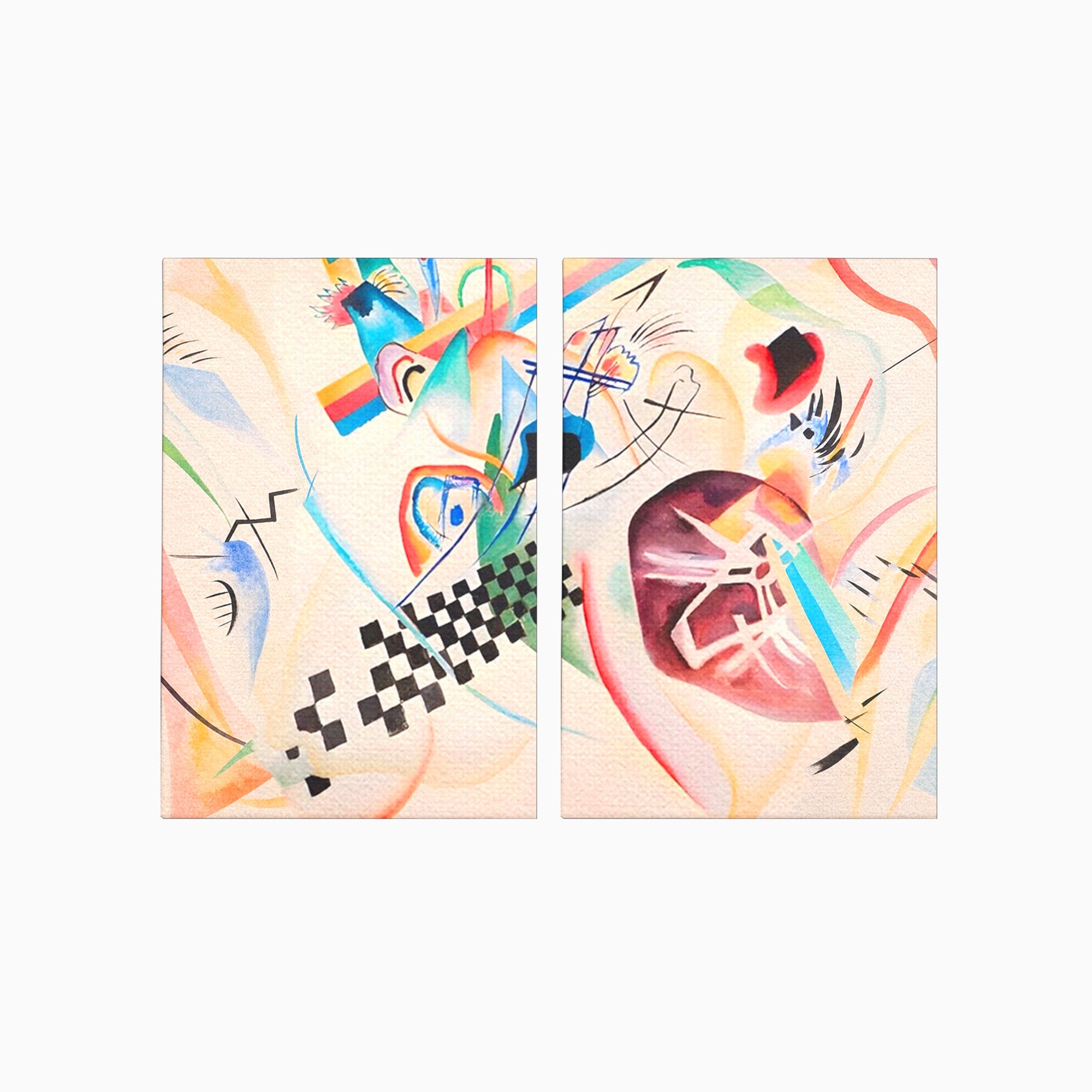 Set 2 Tablouri Canvas Premium LuxCanva® C2-1198, Abstract Paint By Kandinsky, Culori, Decorativ, Living Room, Culori Vibrante
