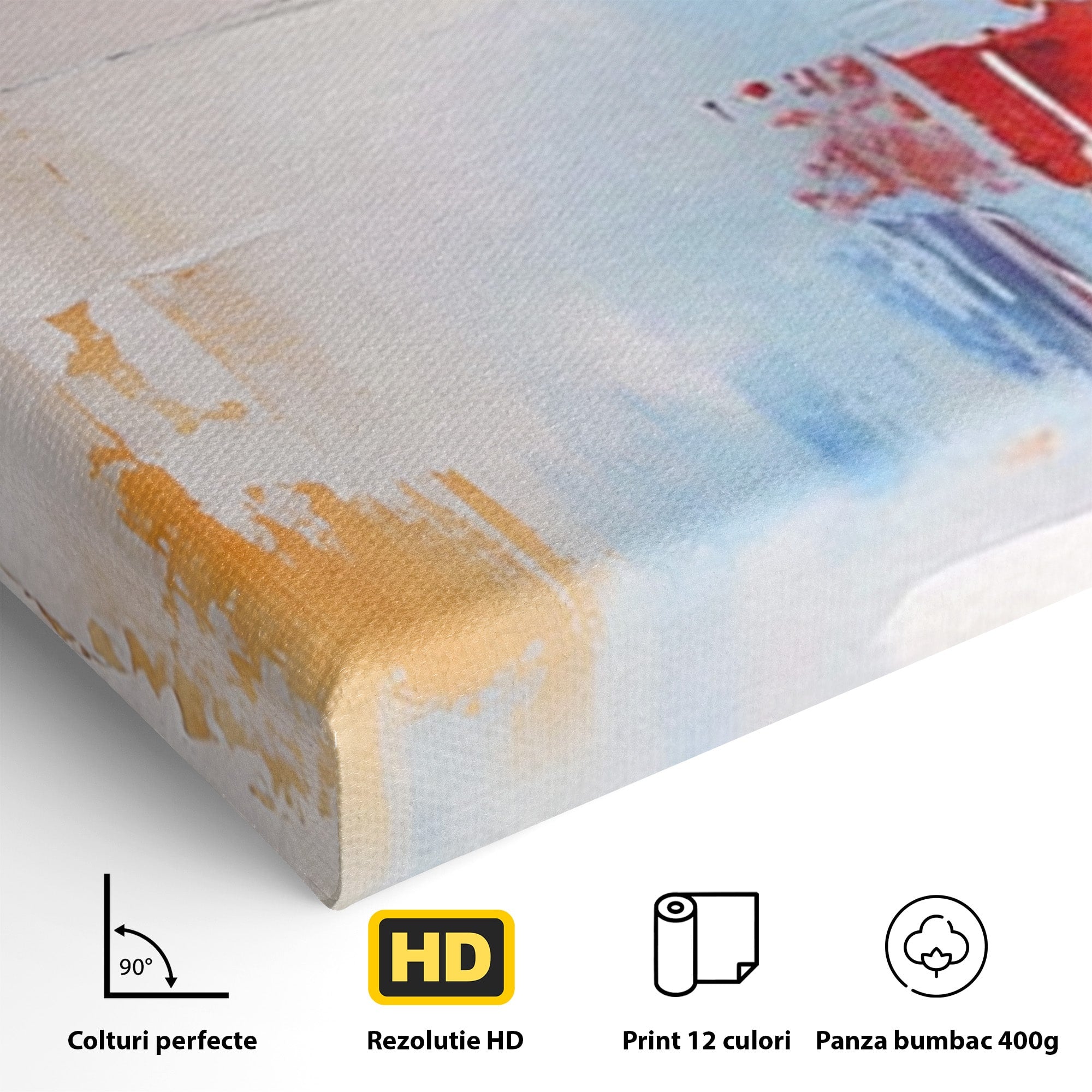 Set 2 Tablouri Canvas Premium LuxCanva® C2-1200, Abstract Blue And Red Painting, Relaxare, Living Room, Culori Vibrante